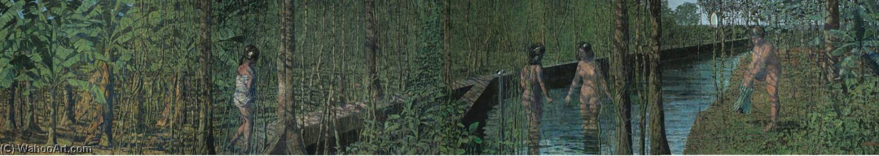 Wikioo.org - The Encyclopedia of Fine Arts - Painting, Artwork by Armando Morales - Cuatro ba ntilde istas en canal de plantación