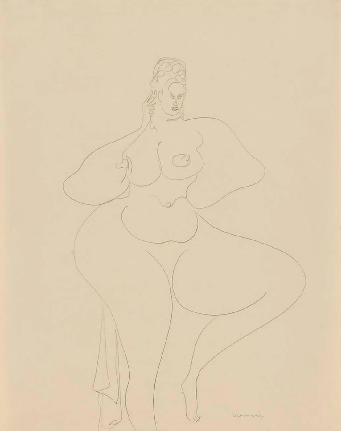 Wikioo.org - The Encyclopedia of Fine Arts - Painting, Artwork by Gaston Lachaise - (Nude Dancer with Drape)