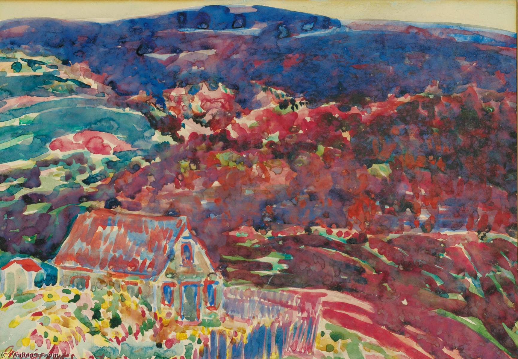 WikiOO.org - Encyclopedia of Fine Arts - Maalaus, taideteos George Benjamin Luks - Purple Hills