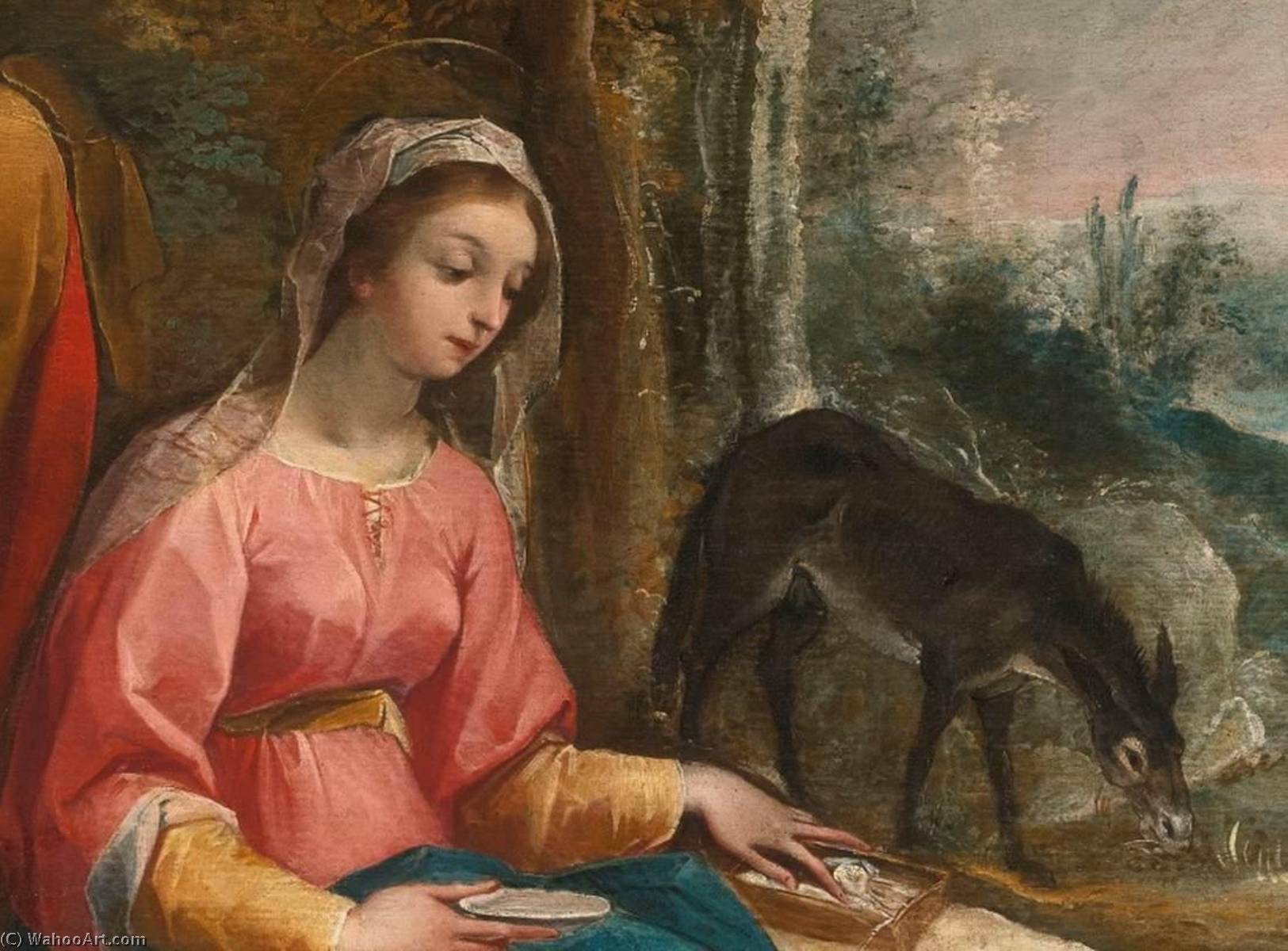 Wikioo.org - The Encyclopedia of Fine Arts - Painting, Artwork by Guiseppe Cesari Dit Le Cavalier D'arpin - Rest on the Flight into Egypt (detail)