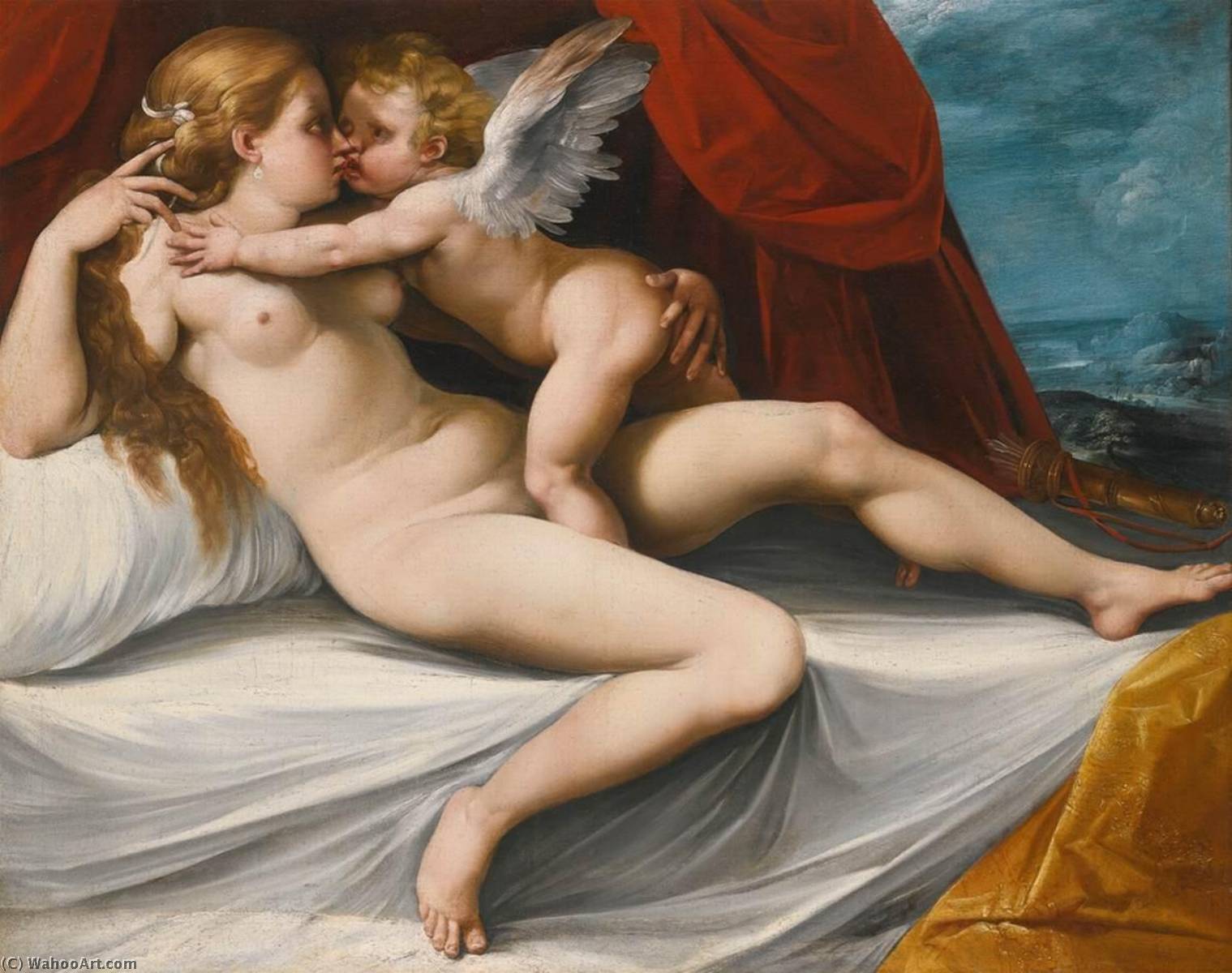 Wikioo.org – La Enciclopedia de las Bellas Artes - Pintura, Obras de arte de Guiseppe Cesari Dit Le Cavalier D'arpin - Venus y cupido