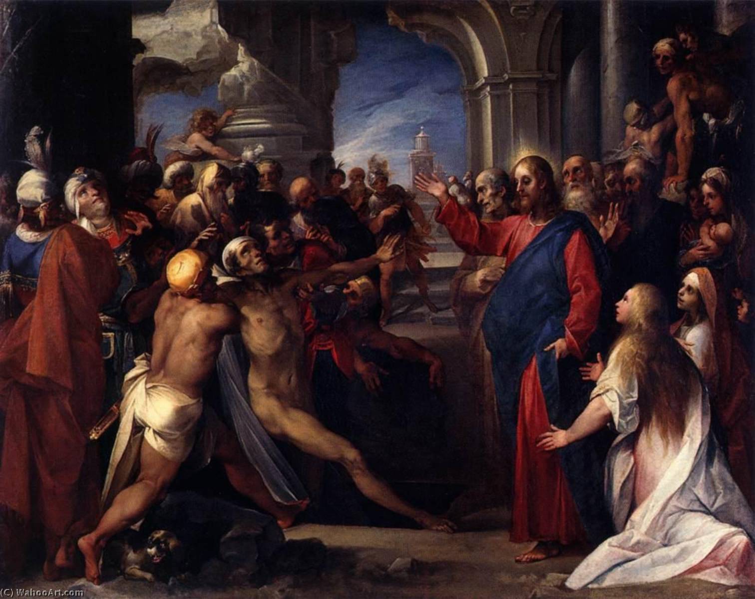 Wikioo.org - The Encyclopedia of Fine Arts - Painting, Artwork by Guiseppe Cesari Dit Le Cavalier D'arpin - Raising of Lazarus