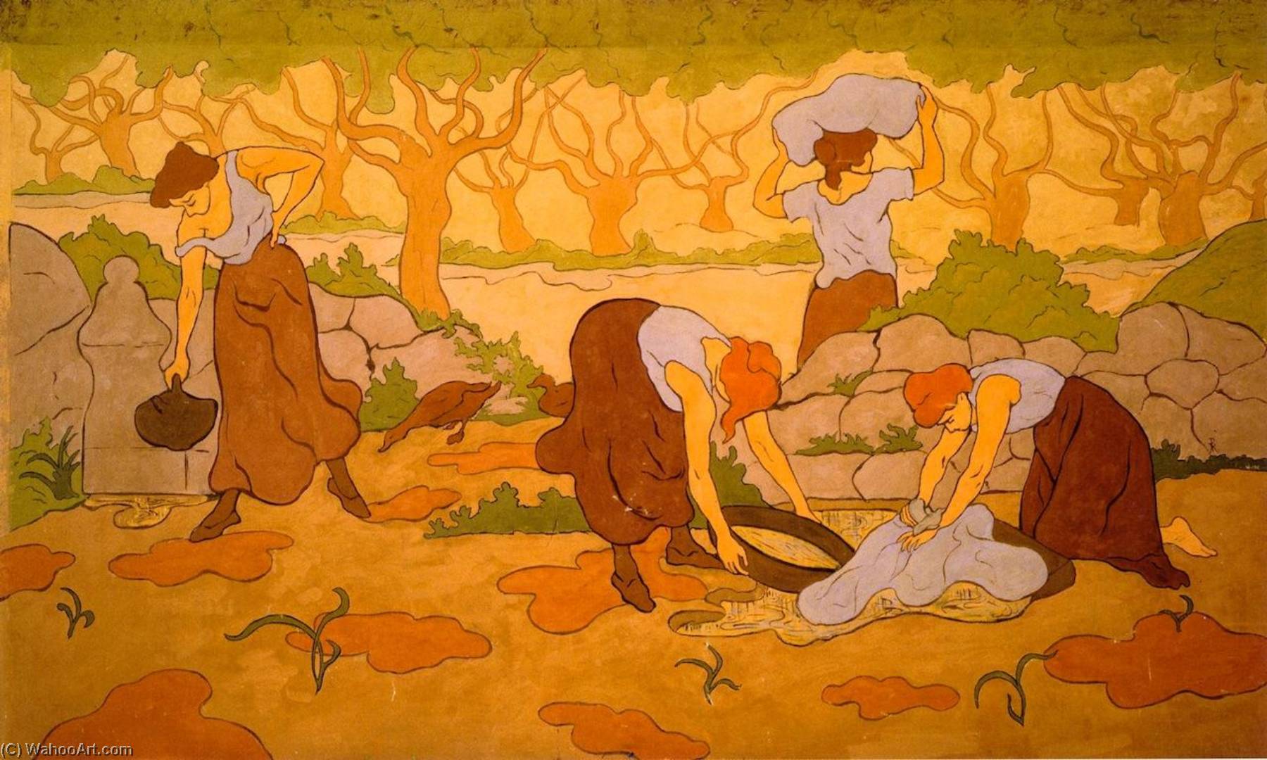 WikiOO.org – 美術百科全書 - 繪畫，作品 Paul Ranson - 四 女人  在  一个  喷泉