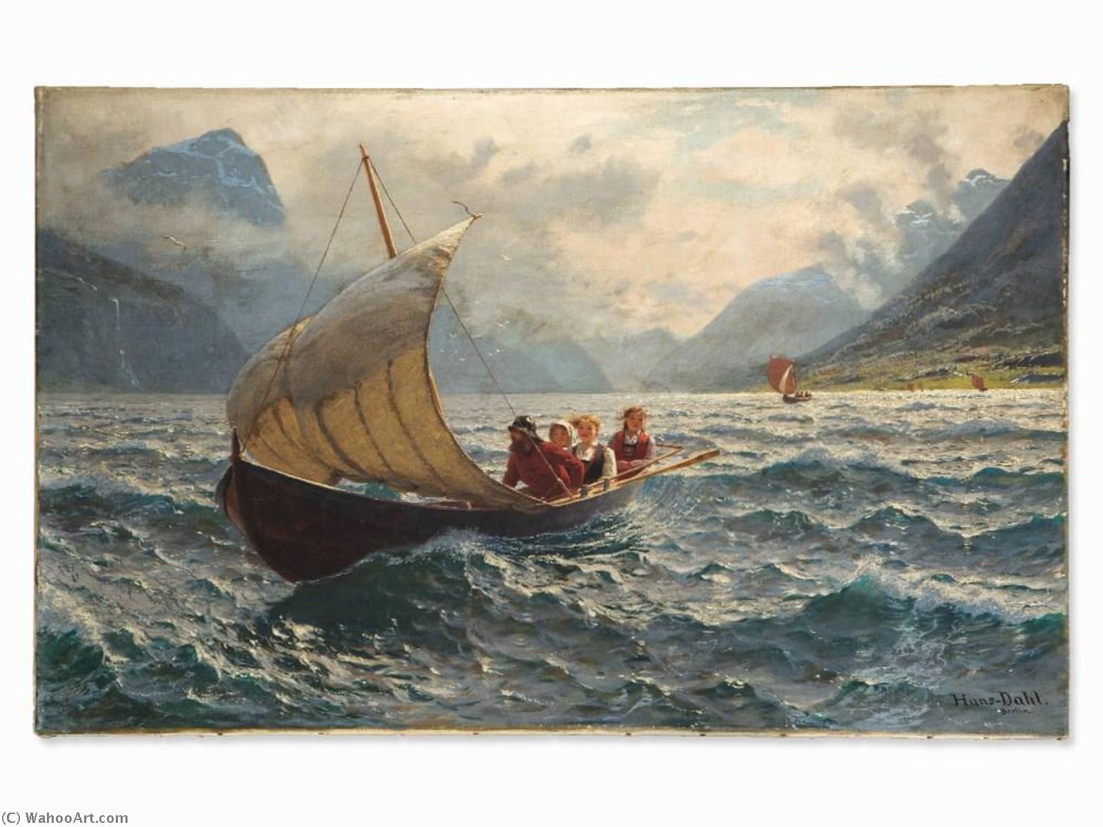Wikioo.org - The Encyclopedia of Fine Arts - Painting, Artwork by Hans Andreas Dahl - Fresh Breeze, Norway