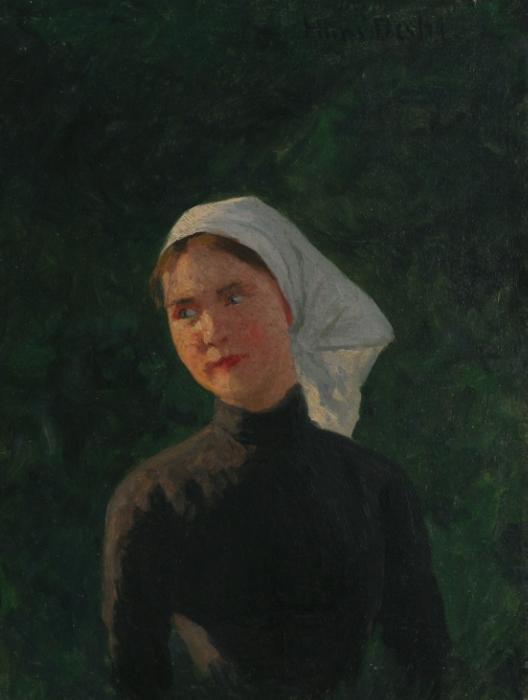 Wikioo.org - The Encyclopedia of Fine Arts - Painting, Artwork by Hans Andreas Dahl - Mountain Shepherdess (Seterjente)