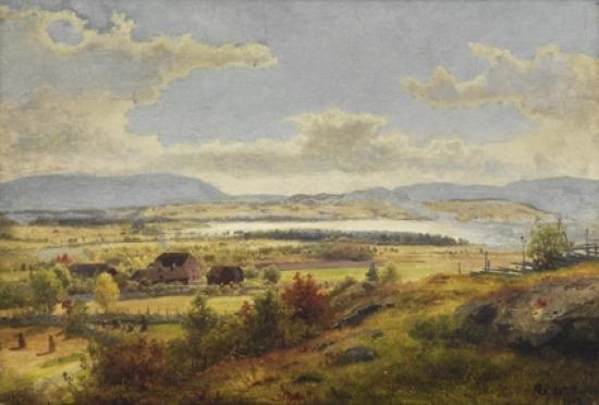Wikioo.org - The Encyclopedia of Fine Arts - Painting, Artwork by Hans Fredrik Gude - Norwegian Ask Gods 1848 Ask Estate 1848
