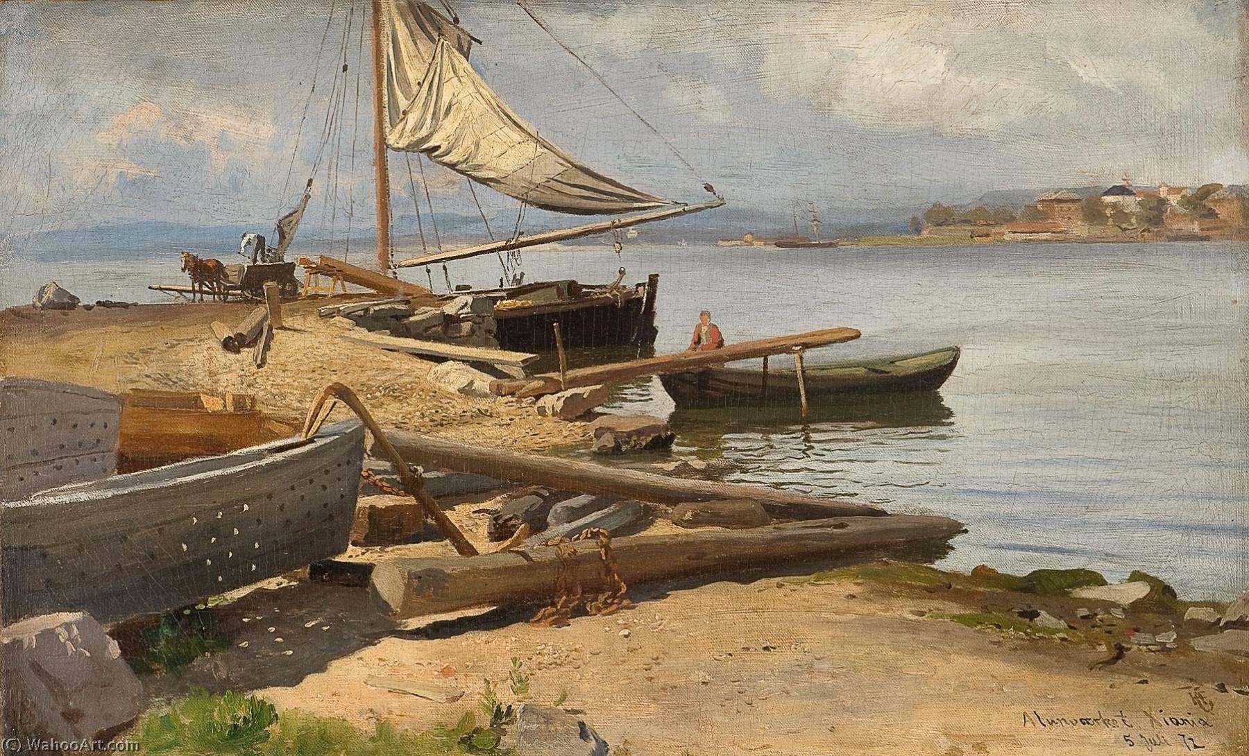Wikioo.org - The Encyclopedia of Fine Arts - Painting, Artwork by Hans Fredrik Gude - Fra Kristianiafjorden