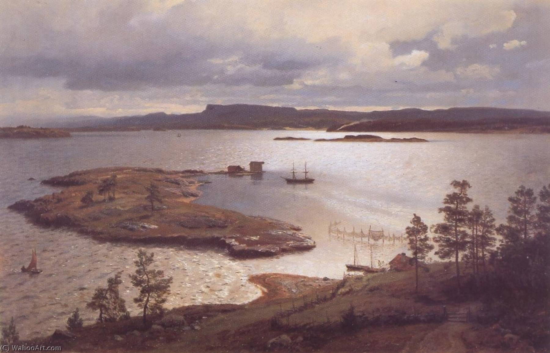 Wikioo.org - The Encyclopedia of Fine Arts - Painting, Artwork by Hans Fredrik Gude - Norwegian Sandviksfjorden