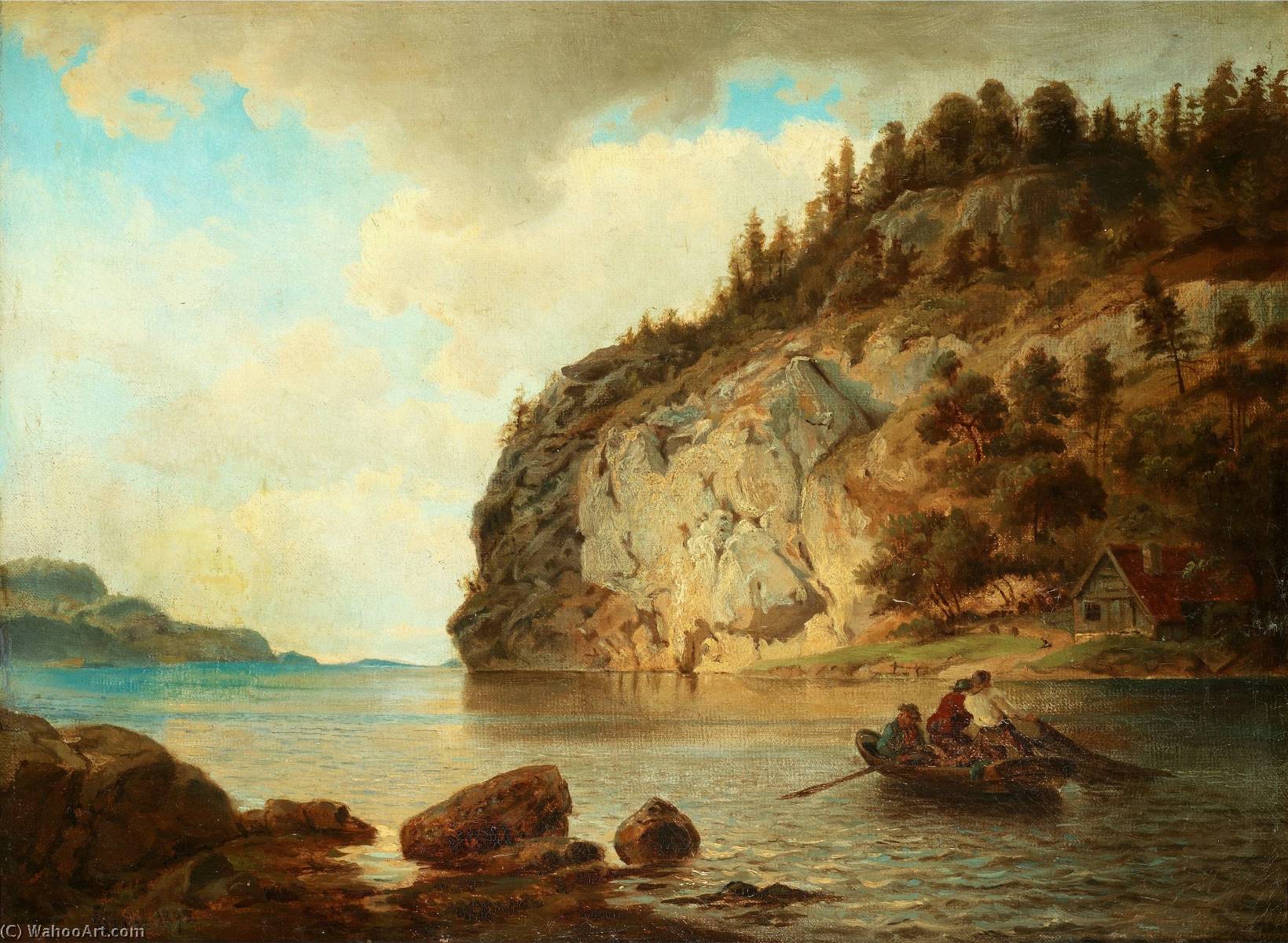 WikiOO.org - Güzel Sanatlar Ansiklopedisi - Resim, Resimler Hans Fredrik Gude - Norwegian På kysten By the coast