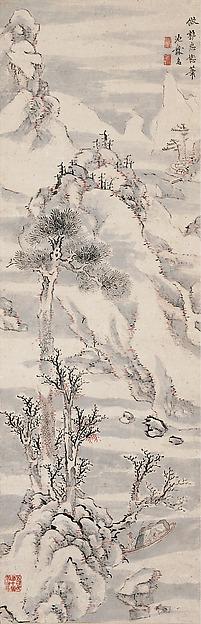 Wikioo.org - The Encyclopedia of Fine Arts - Painting, Artwork by Ike Taiga - Wintery Landscape after Guo Zhongshu