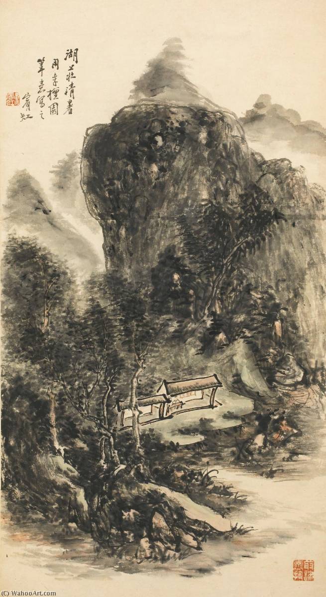 WikiOO.org - Encyclopedia of Fine Arts - Maľba, Artwork Huang Binhong - RECLUSE IN LOFTY MOUNTAIN
