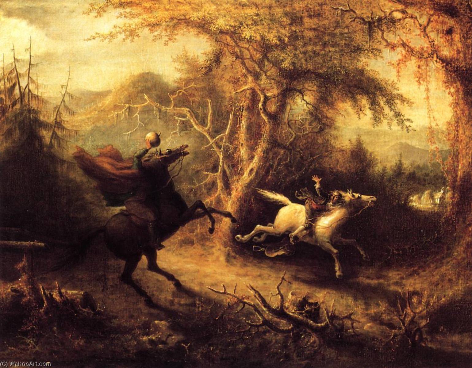 WikiOO.org - Güzel Sanatlar Ansiklopedisi - Resim, Resimler John Quidor - The Headless Horseman