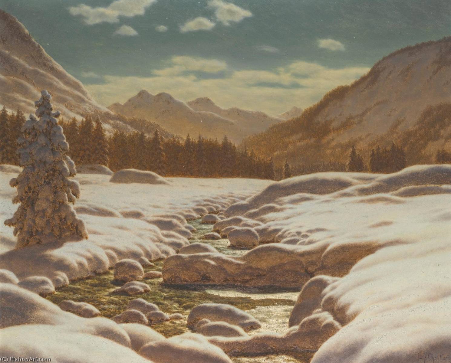 Wikioo.org - สารานุกรมวิจิตรศิลป์ - จิตรกรรม Ivan Fedorovich Choultse - Mountains by Moonlight
