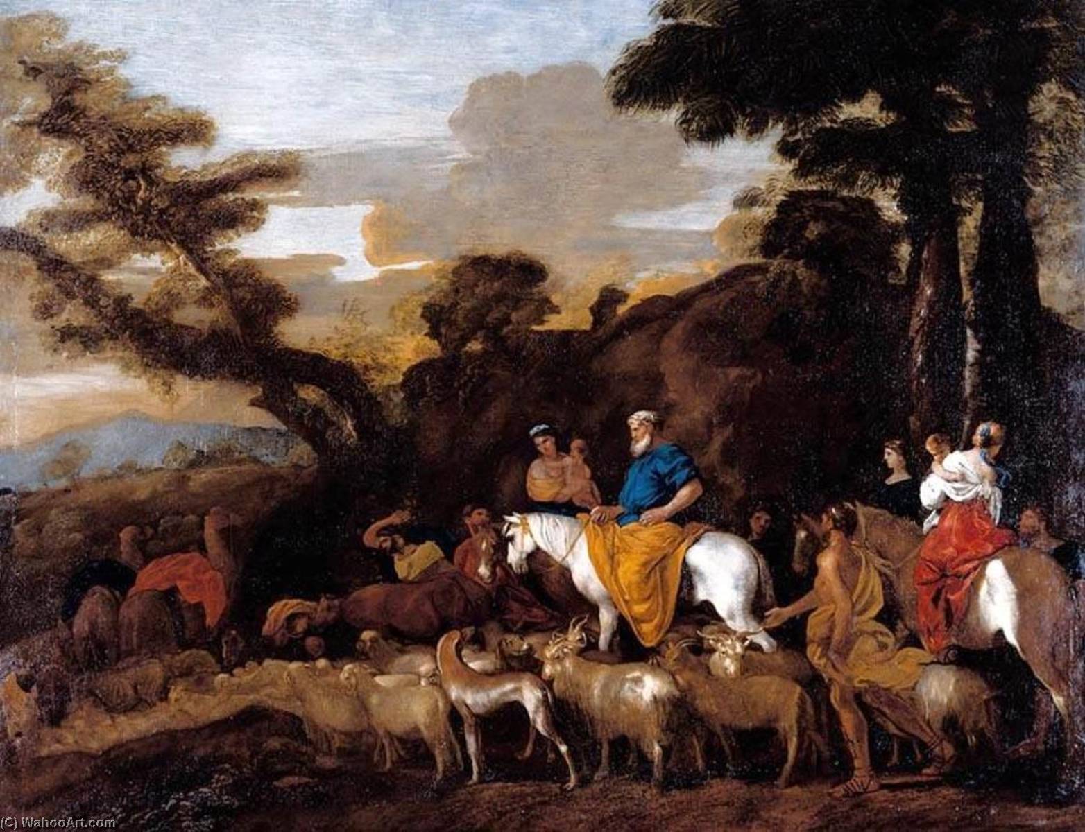 Wikioo.org - The Encyclopedia of Fine Arts - Painting, Artwork by Giovanni Benedetto Castiglione - Jacob Leading the Flocks of Laban