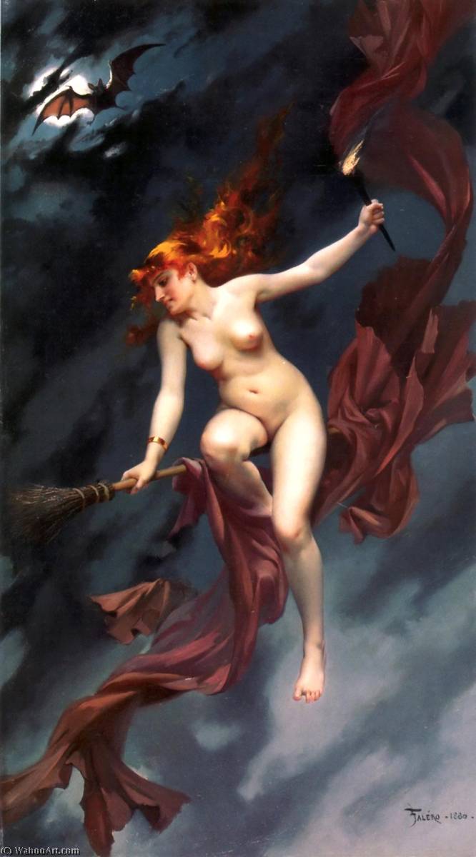 Wikioo.org - Bách khoa toàn thư về mỹ thuật - Vẽ tranh, Tác phẩm nghệ thuật Luis Falero - Muse of the Night (also known as The Witches Sabbath)
