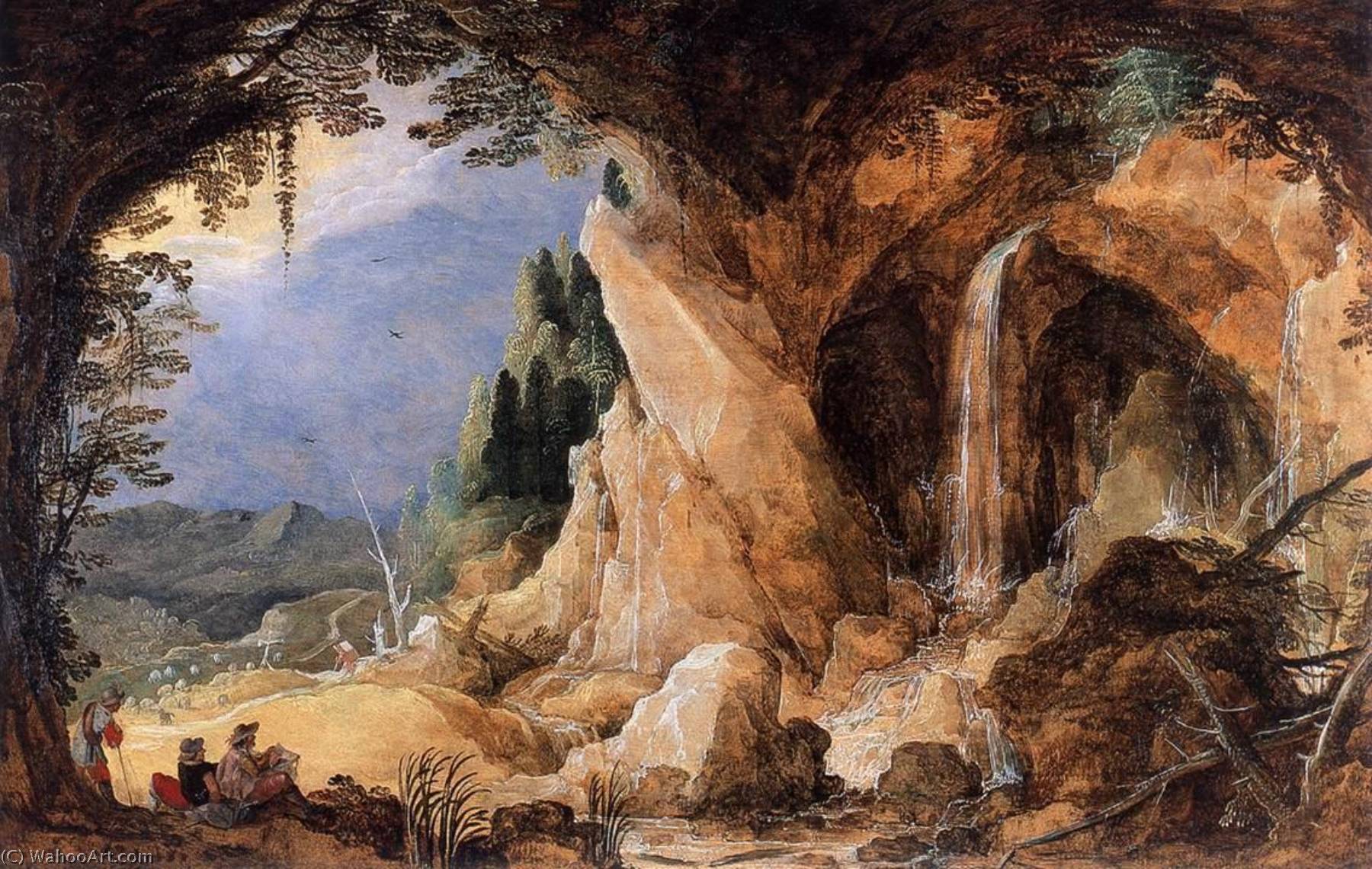 WikiOO.org - Encyclopedia of Fine Arts - Maľba, Artwork Joos De Momper The Younger - Landscape with Grotto