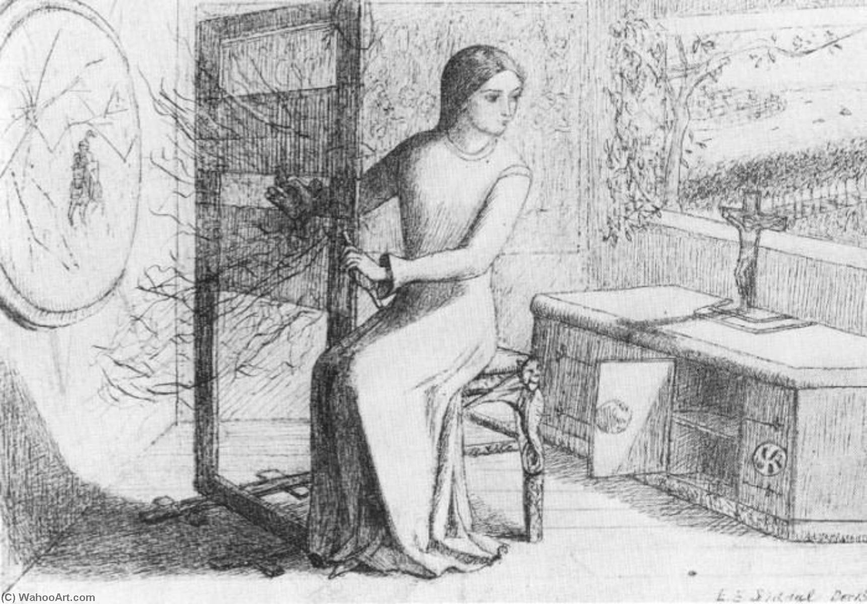 Wikioo.org - The Encyclopedia of Fine Arts - Painting, Artwork by Elizabeth Siddal - The Lady of Shalott