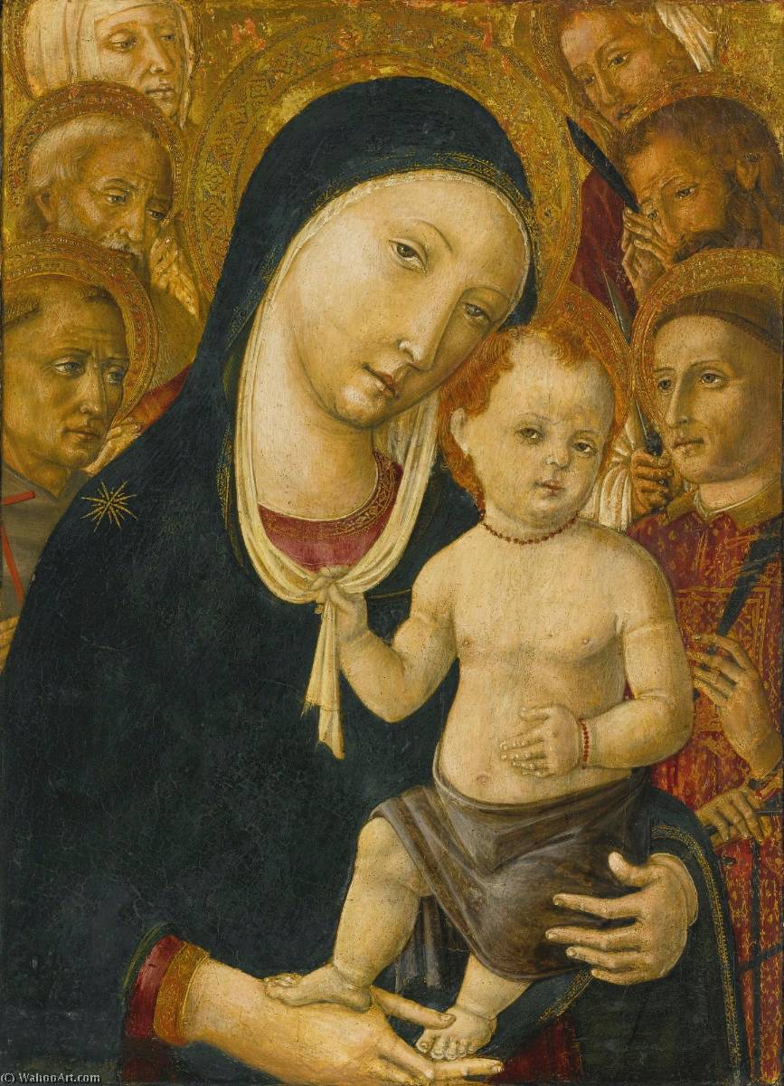 Wikioo.org - The Encyclopedia of Fine Arts - Painting, Artwork by Matteo Di Giovanni Di Bartolo - The Madonna and Child with six saints