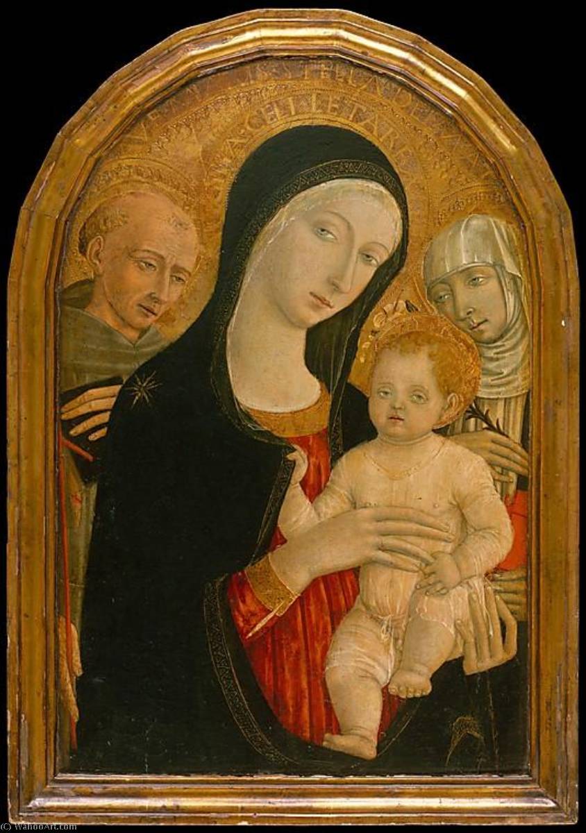 Wikioo.org - The Encyclopedia of Fine Arts - Painting, Artwork by Matteo Di Giovanni Di Bartolo - Madonna and Child with Saints Francis and Catherine of Siena