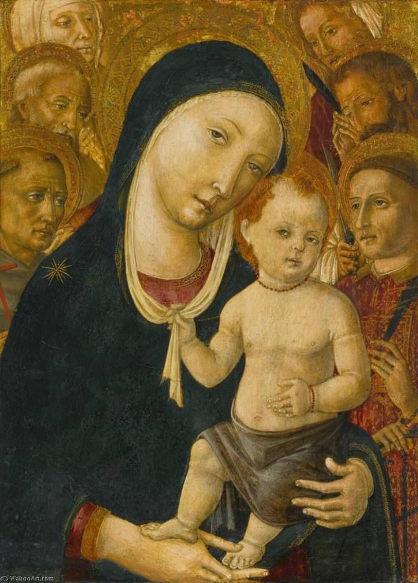 Wikioo.org - The Encyclopedia of Fine Arts - Painting, Artwork by Matteo Di Giovanni Di Bartolo - Madonna and Child with Six Saints