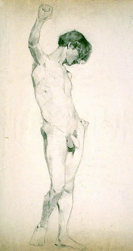 Wikioo.org - Bách khoa toàn thư về mỹ thuật - Vẽ tranh, Tác phẩm nghệ thuật Kenyon Cox - (Untitled) (Study of Standing Male Nude)
