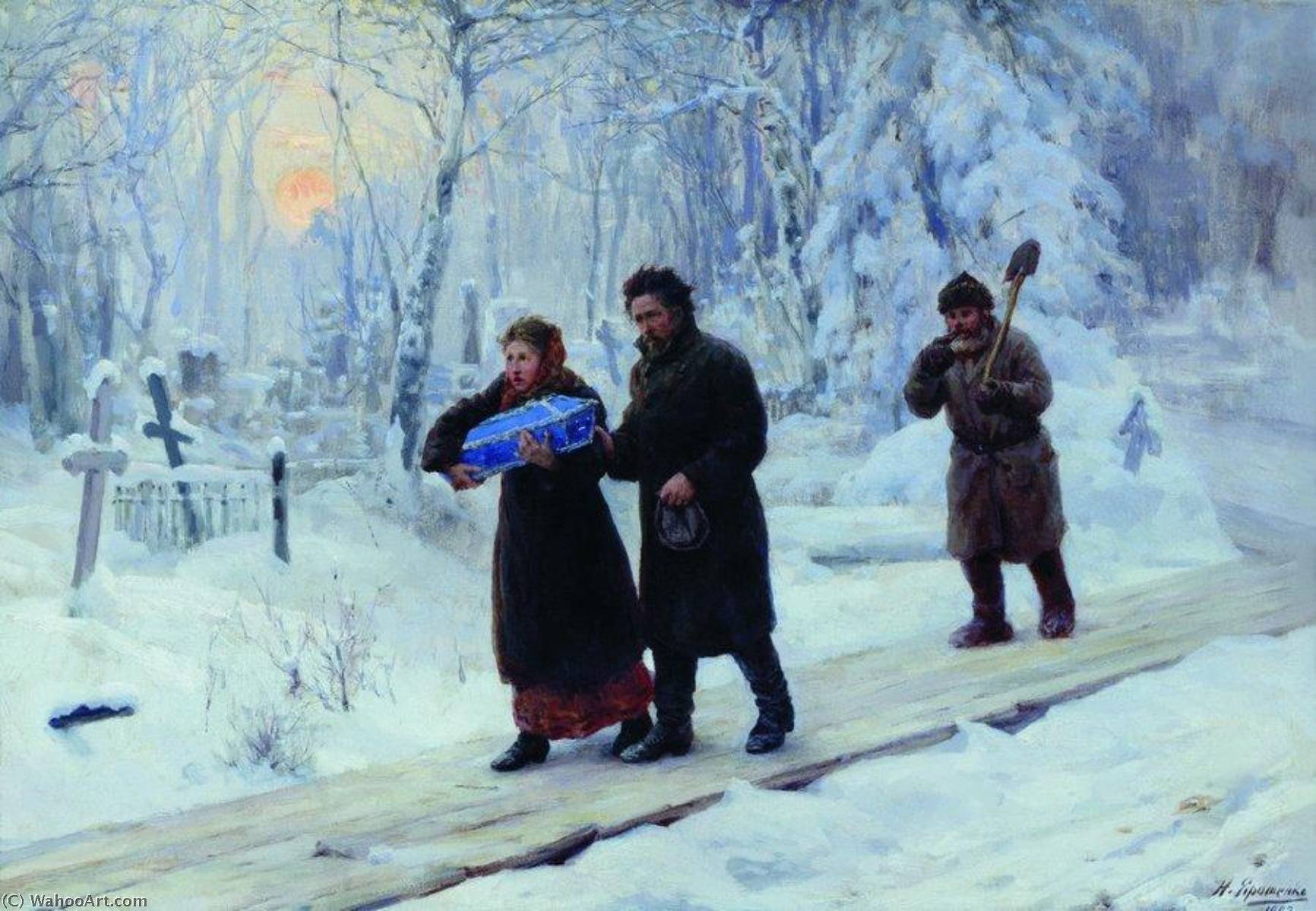 Wikioo.org - The Encyclopedia of Fine Arts - Painting, Artwork by Nikolai Aleksandrovich Yaroshenko - Funeral of the Firstborn