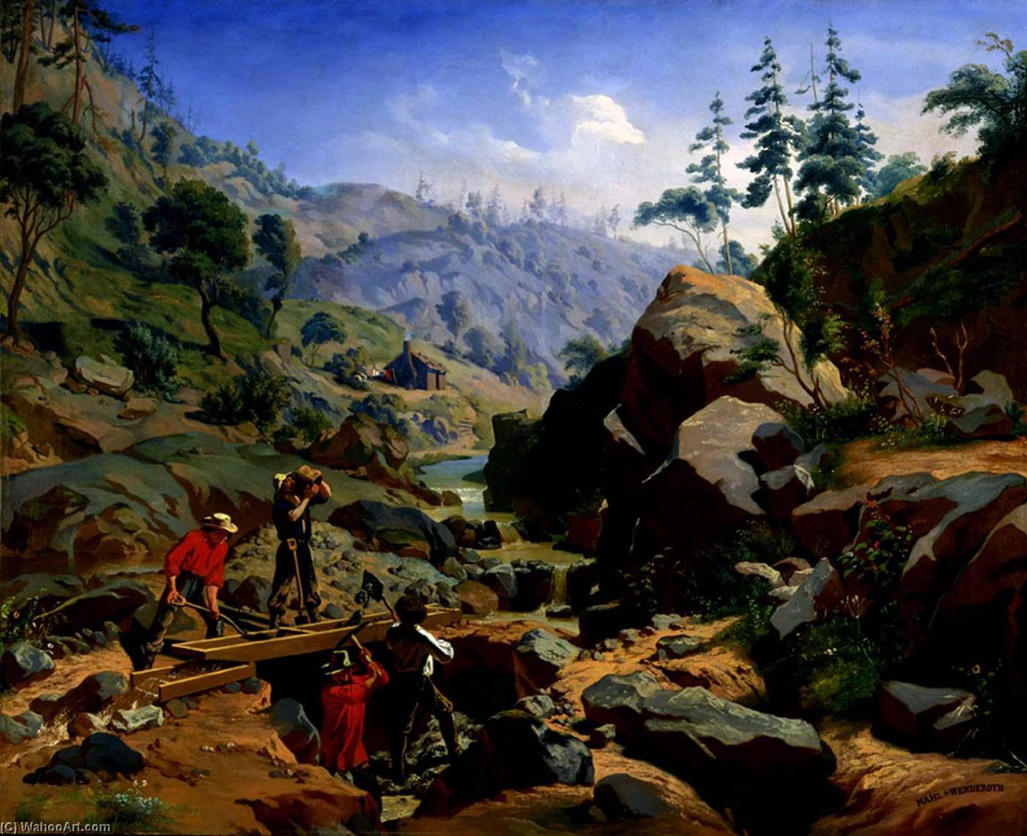 Wikioo.org - Die Enzyklopädie bildender Kunst - Malerei, Kunstwerk von Charles Christian Nahl - Minenarbeiter in den sierras