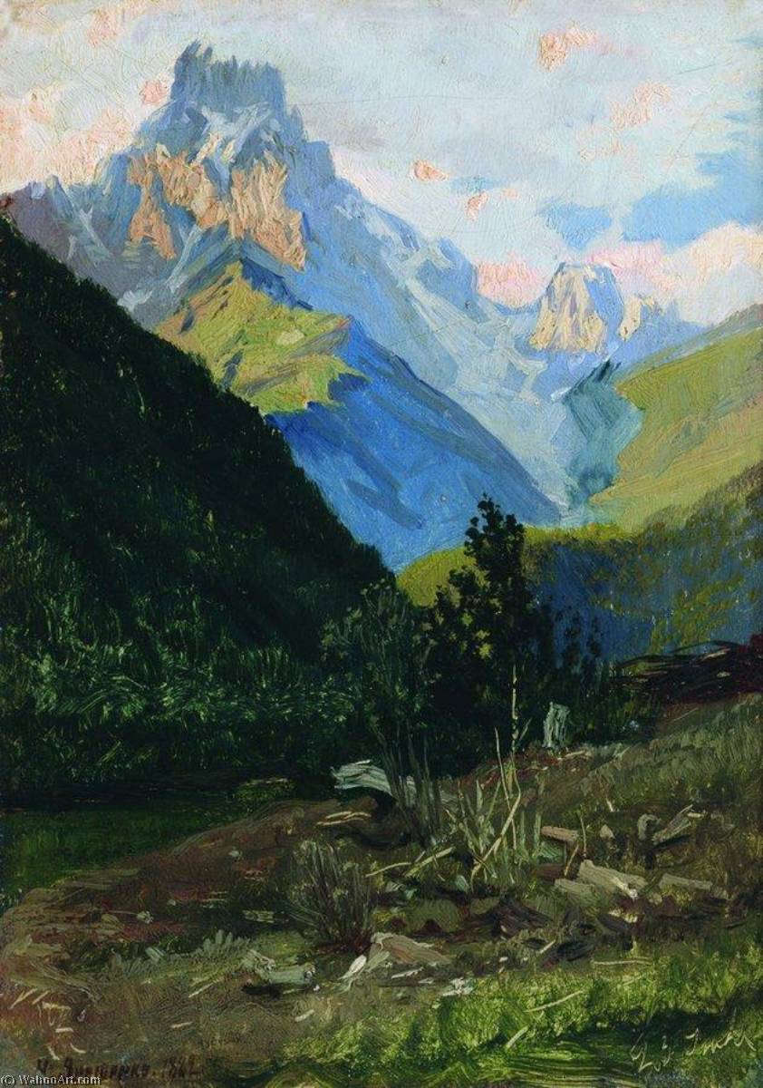 Wikioo.org - The Encyclopedia of Fine Arts - Painting, Artwork by Nikolai Aleksandrovich Yaroshenko - Mount Uzhba in Svanetia