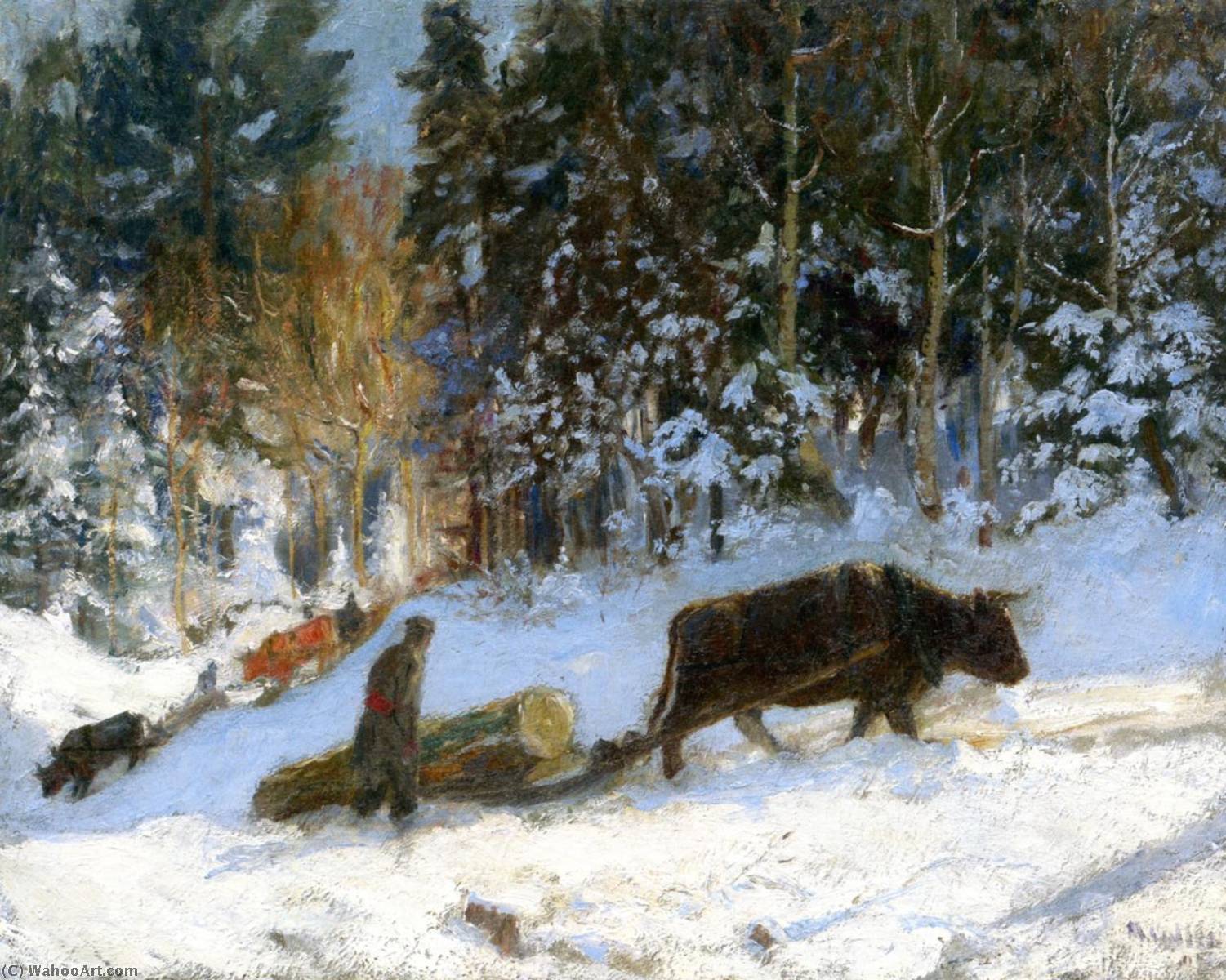Wikioo.org - The Encyclopedia of Fine Arts - Painting, Artwork by Maurice Cullen - Log Cutters, Winter, Quebec
