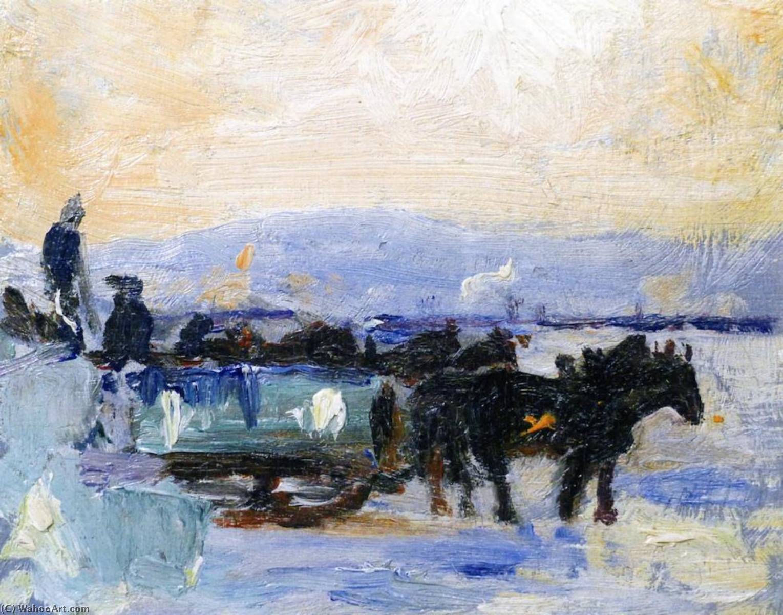 Wikioo.org - The Encyclopedia of Fine Arts - Painting, Artwork by Maurice Cullen - The Ice Cutting on the St. Lawrence