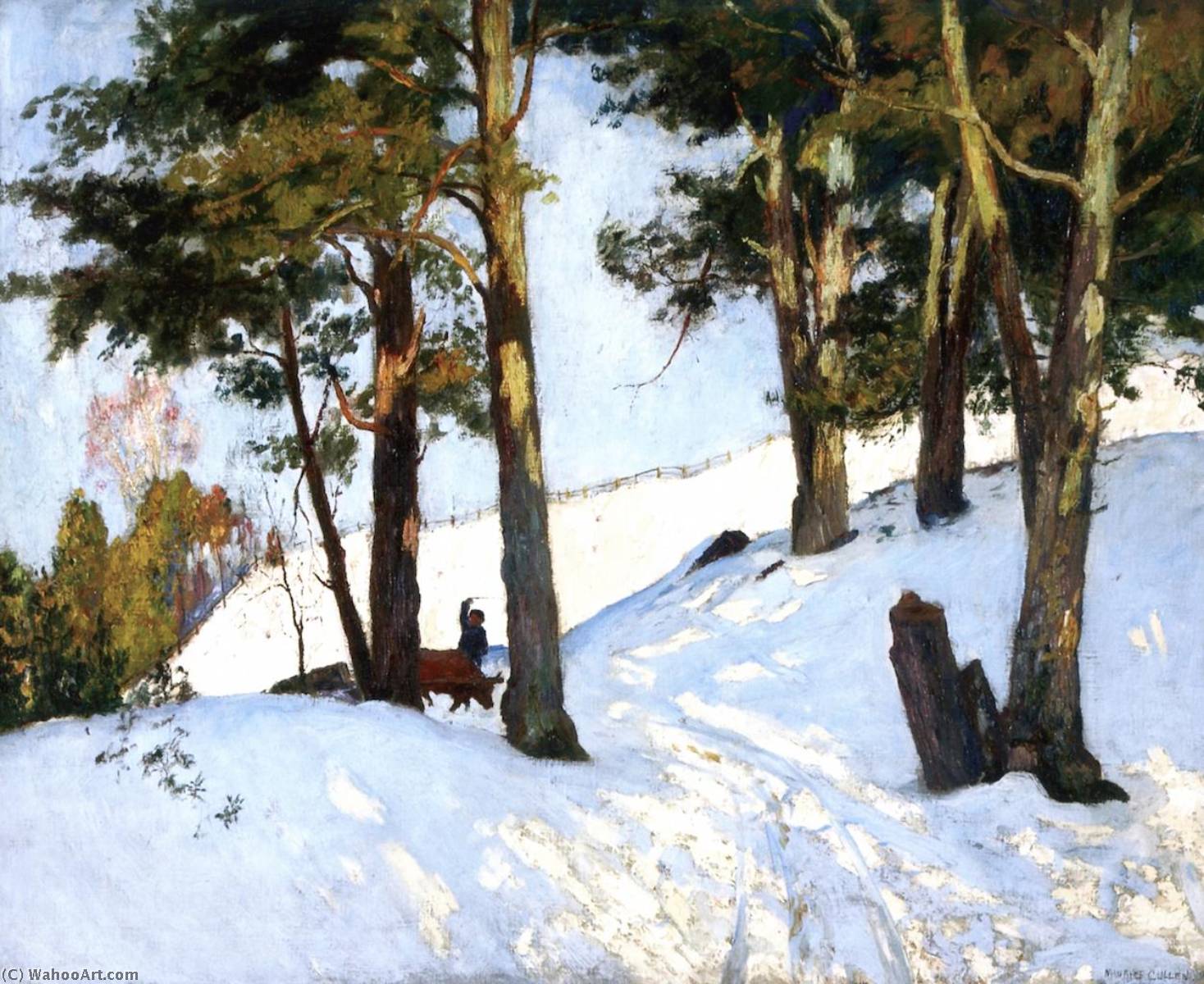 Wikioo.org - The Encyclopedia of Fine Arts - Painting, Artwork by Maurice Cullen - Logging in Winter, Beaupré