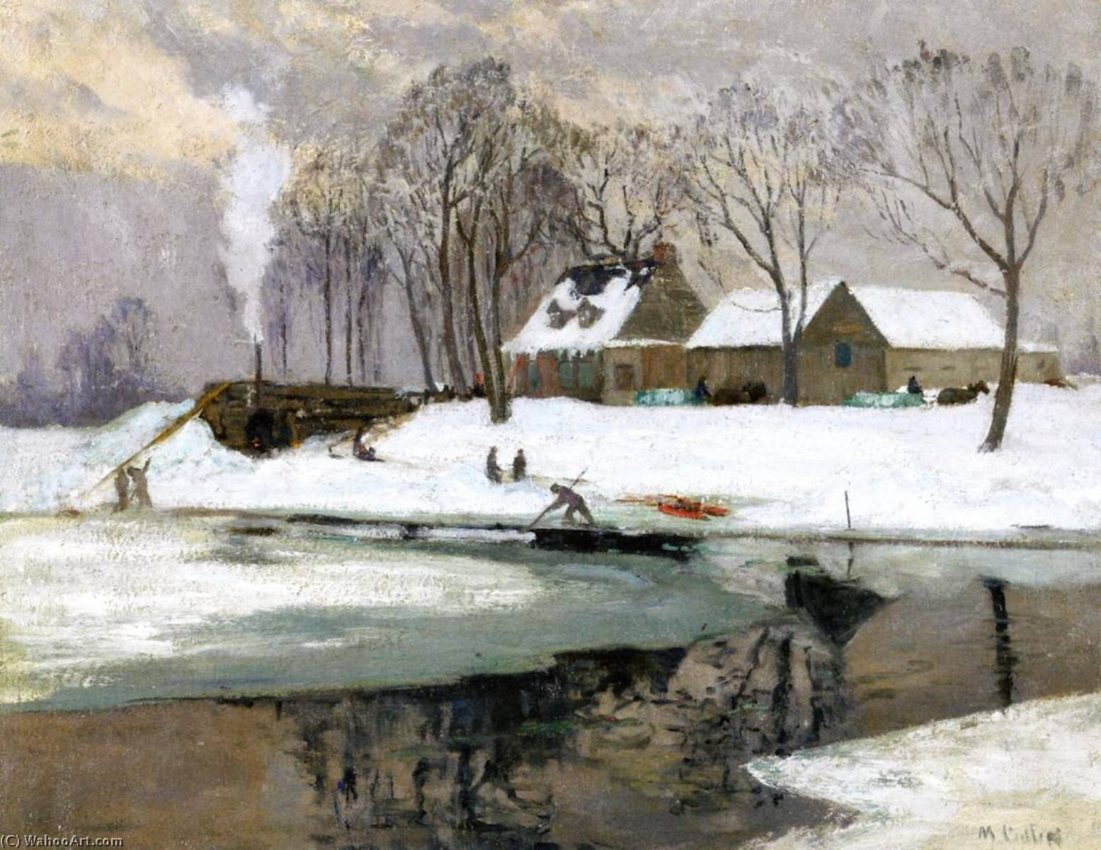 Wikioo.org - The Encyclopedia of Fine Arts - Painting, Artwork by Maurice Cullen - Ice Breaking, L'Assomption