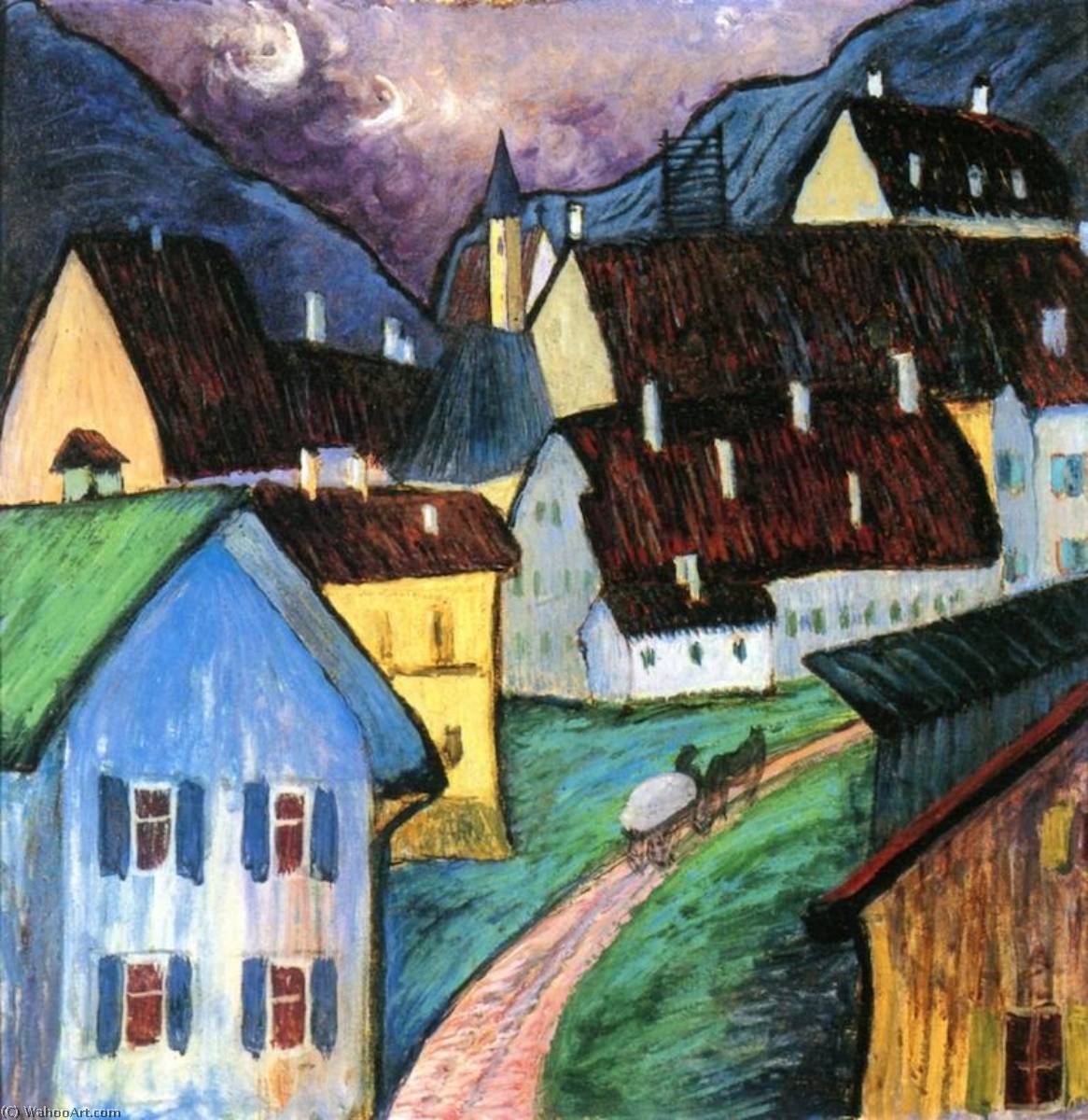 Wikioo.org – La Enciclopedia de las Bellas Artes - Pintura, Obras de arte de Marianne Von Werefkin - Por la noche en Murnau
