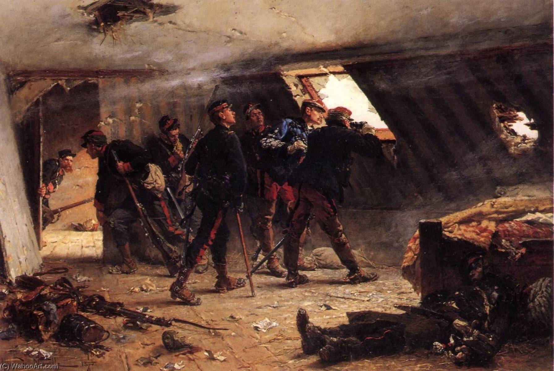 Wikioo.org - The Encyclopedia of Fine Arts - Painting, Artwork by Alphonse Marie Adolphe De Neuville - Episode from the Franco Prussian War