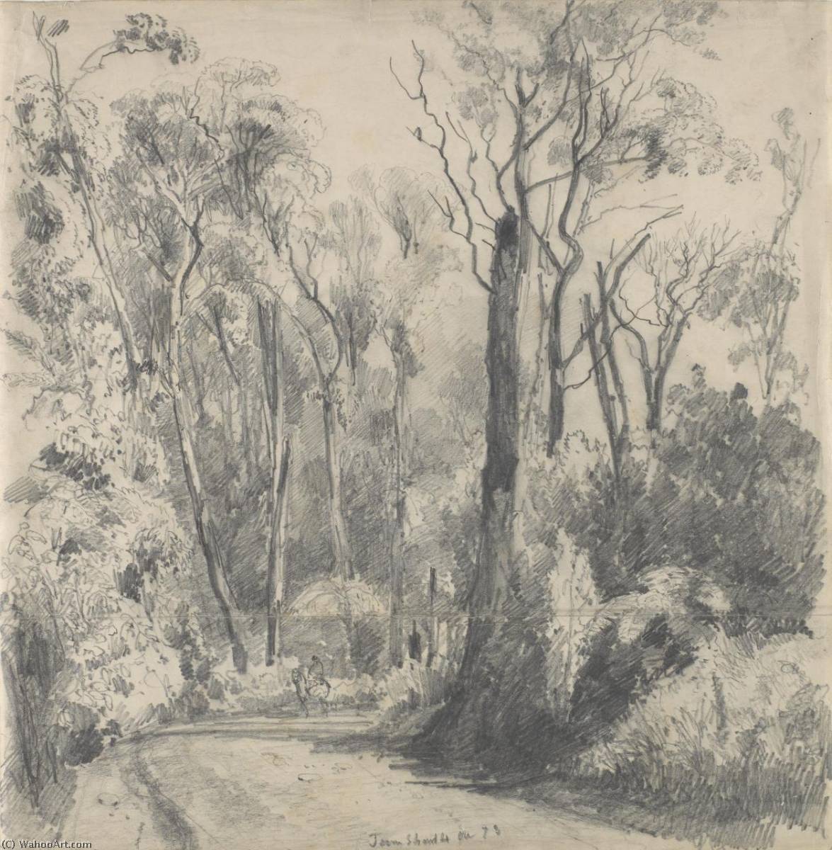 Wikioo.org - The Encyclopedia of Fine Arts - Painting, Artwork by Louis Buvelot - Fernshaw (also known as Bush Scene with Horse and Rider)