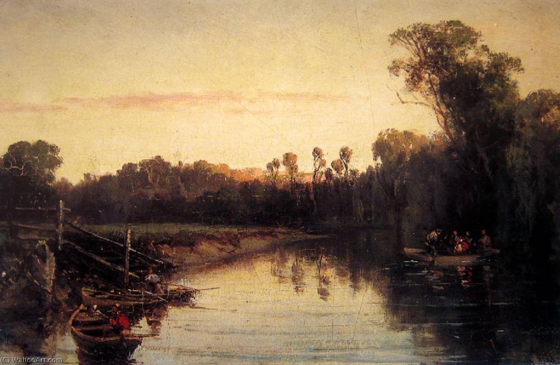 Wikioo.org - The Encyclopedia of Fine Arts - Painting, Artwork by Louis Buvelot - Ferry on the Yarra (Brander's Ferry)
