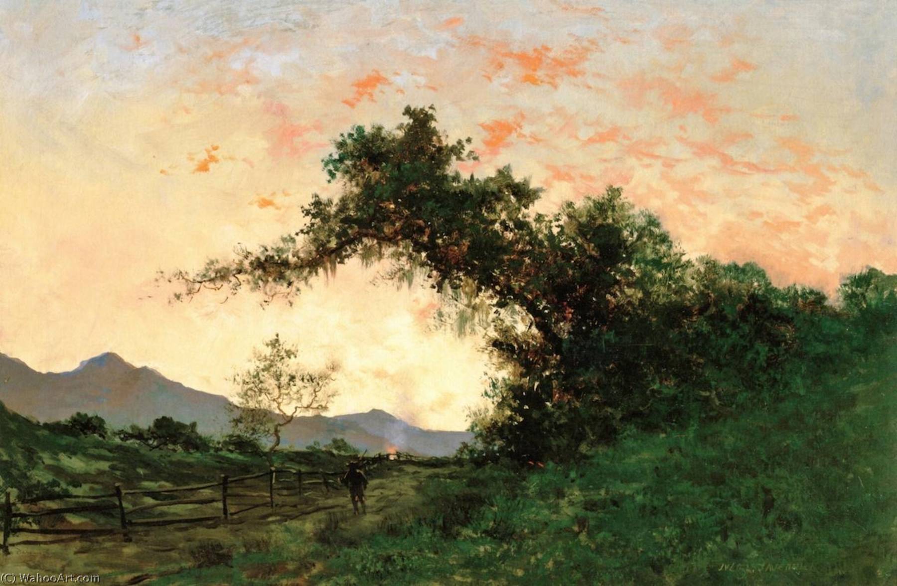 Wikioo.org - The Encyclopedia of Fine Arts - Painting, Artwork by Jules Tavernier - Marin Sunset, Back of Petaluma