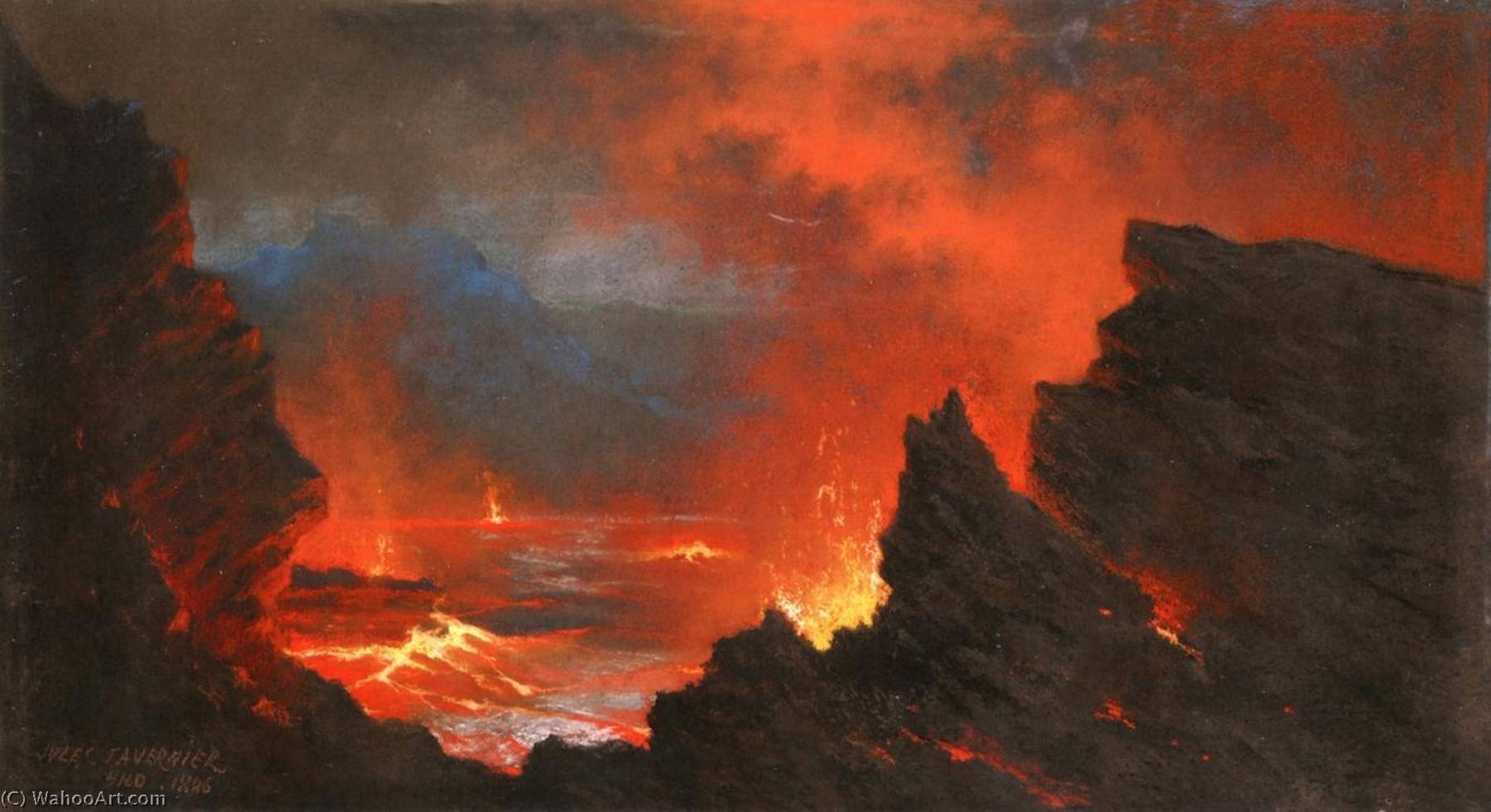 Wikioo.org - The Encyclopedia of Fine Arts - Painting, Artwork by Jules Tavernier - Hilo (also known as Hawaiian Volcano)