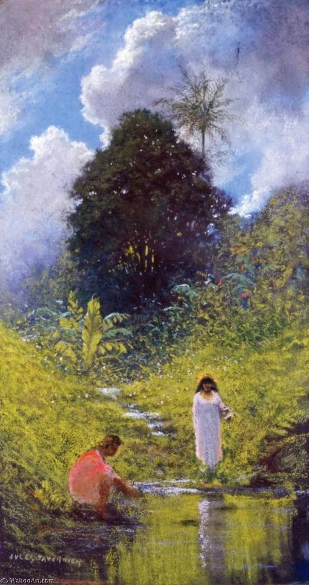 Wikoo.org - موسوعة الفنون الجميلة - اللوحة، العمل الفني Jules Tavernier - Hawaiian Landscape