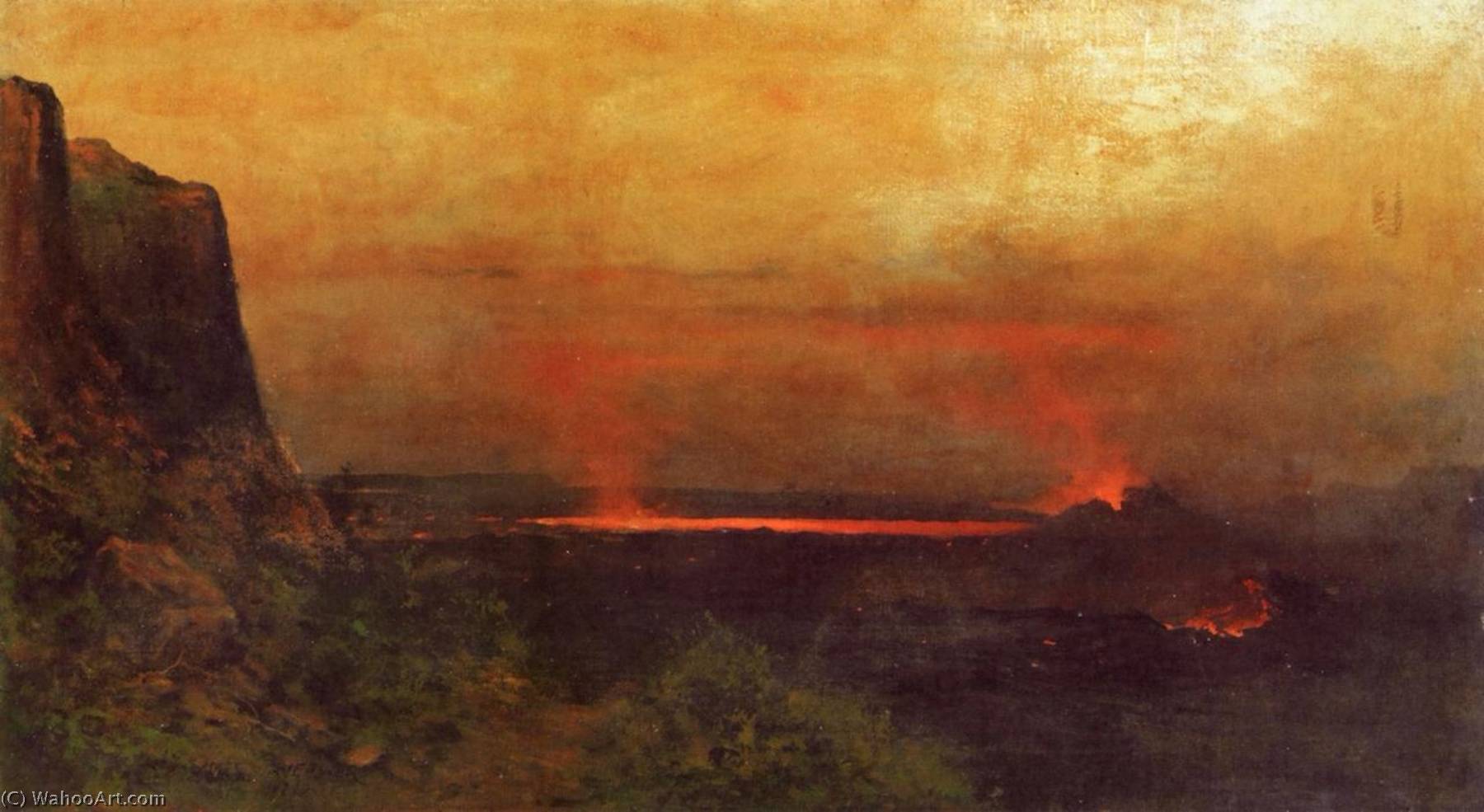 Wikioo.org - The Encyclopedia of Fine Arts - Painting, Artwork by Jules Tavernier - Kilauea at Night