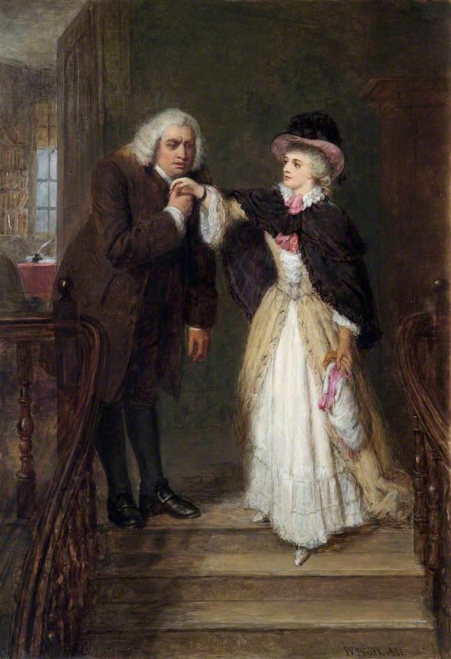 Wikioo.org - The Encyclopedia of Fine Arts - Painting, Artwork by William Powell Frith - Dr Johnson and Mrs Siddons in Bolt Court