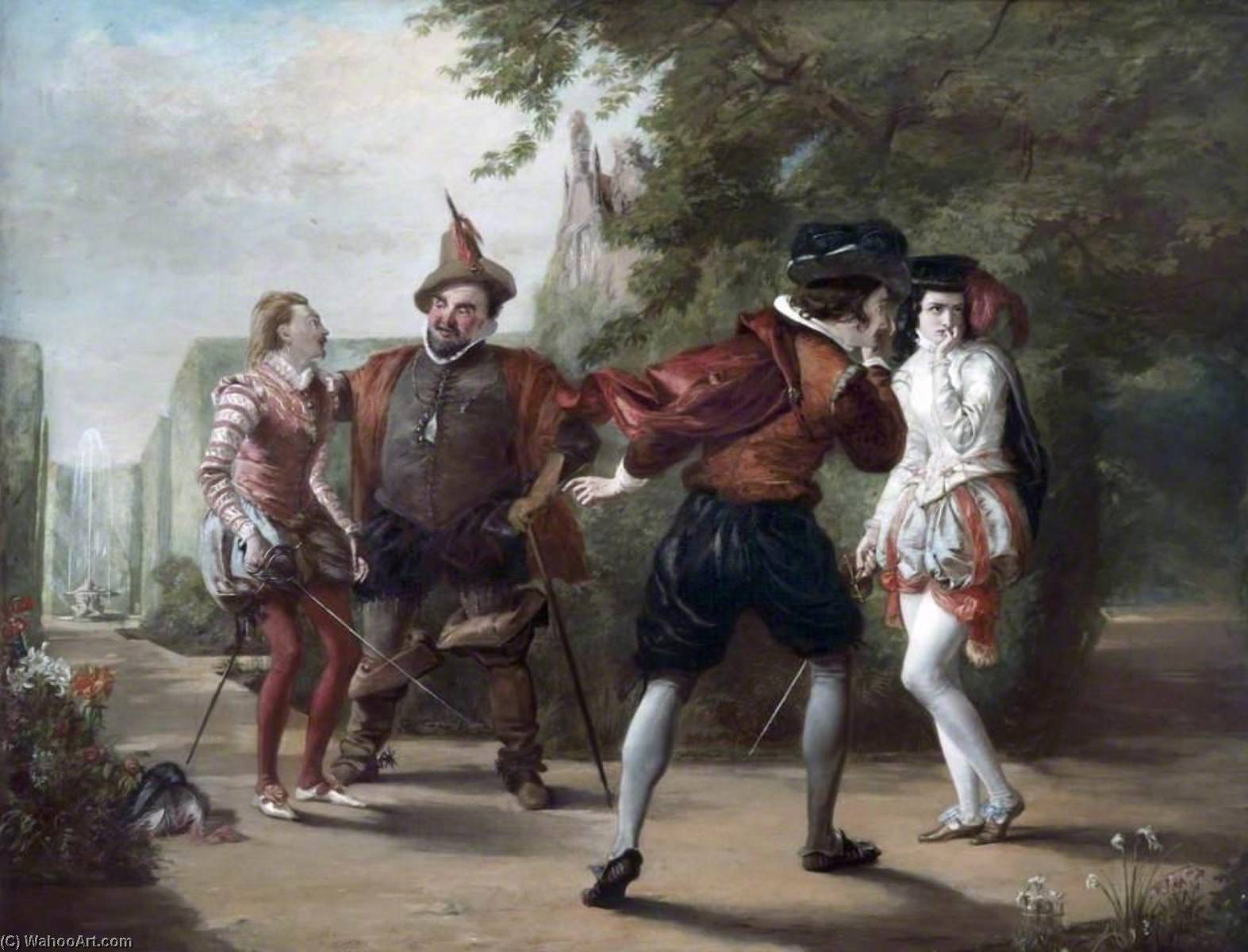 Wikioo.org - The Encyclopedia of Fine Arts - Painting, Artwork by William Powell Frith - The Duel Scene from 'Twelfth Night' by William Shakespeare