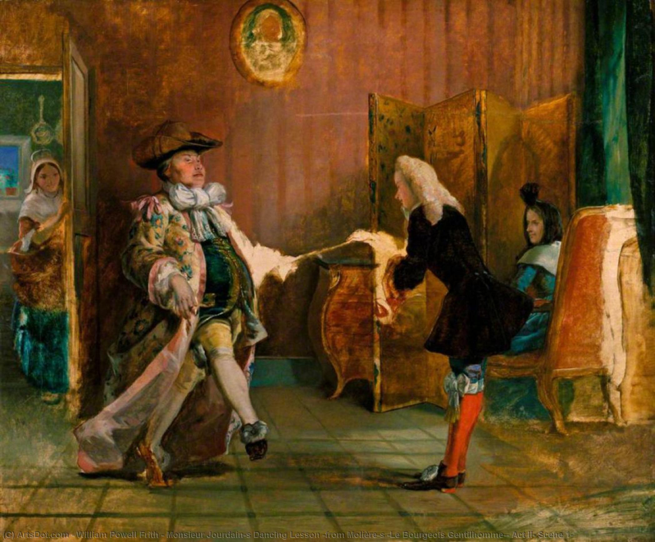 Wikioo.org - The Encyclopedia of Fine Arts - Painting, Artwork by William Powell Frith - Monsieur Jourdain's Dancing Lesson (from Molière's 'Le Bourgeois Gentilhomme', Act II, Scene 1)