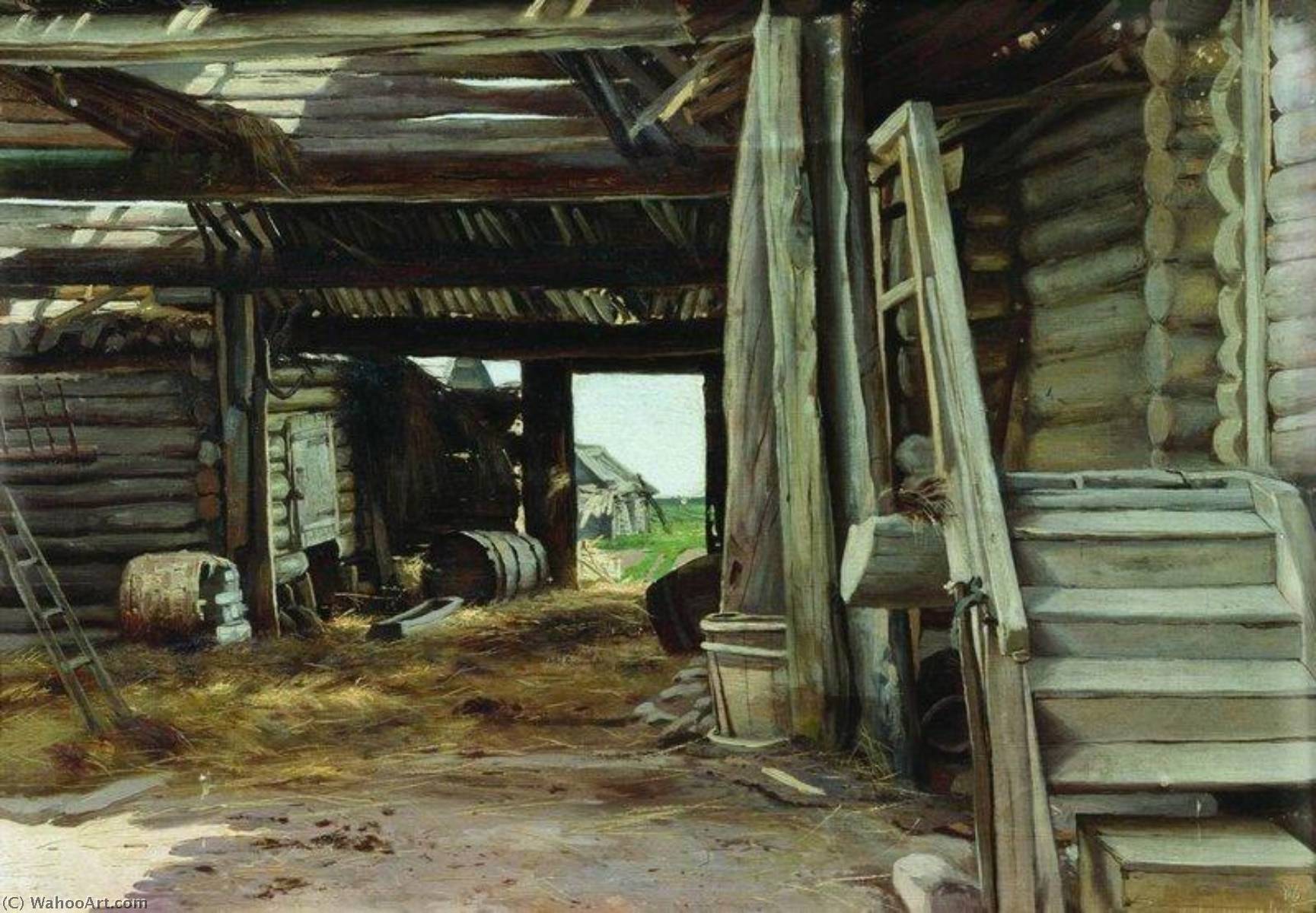 Wikioo.org - The Encyclopedia of Fine Arts - Painting, Artwork by Konstantin Yakovlevich Kryzhitsky - The Farmyard