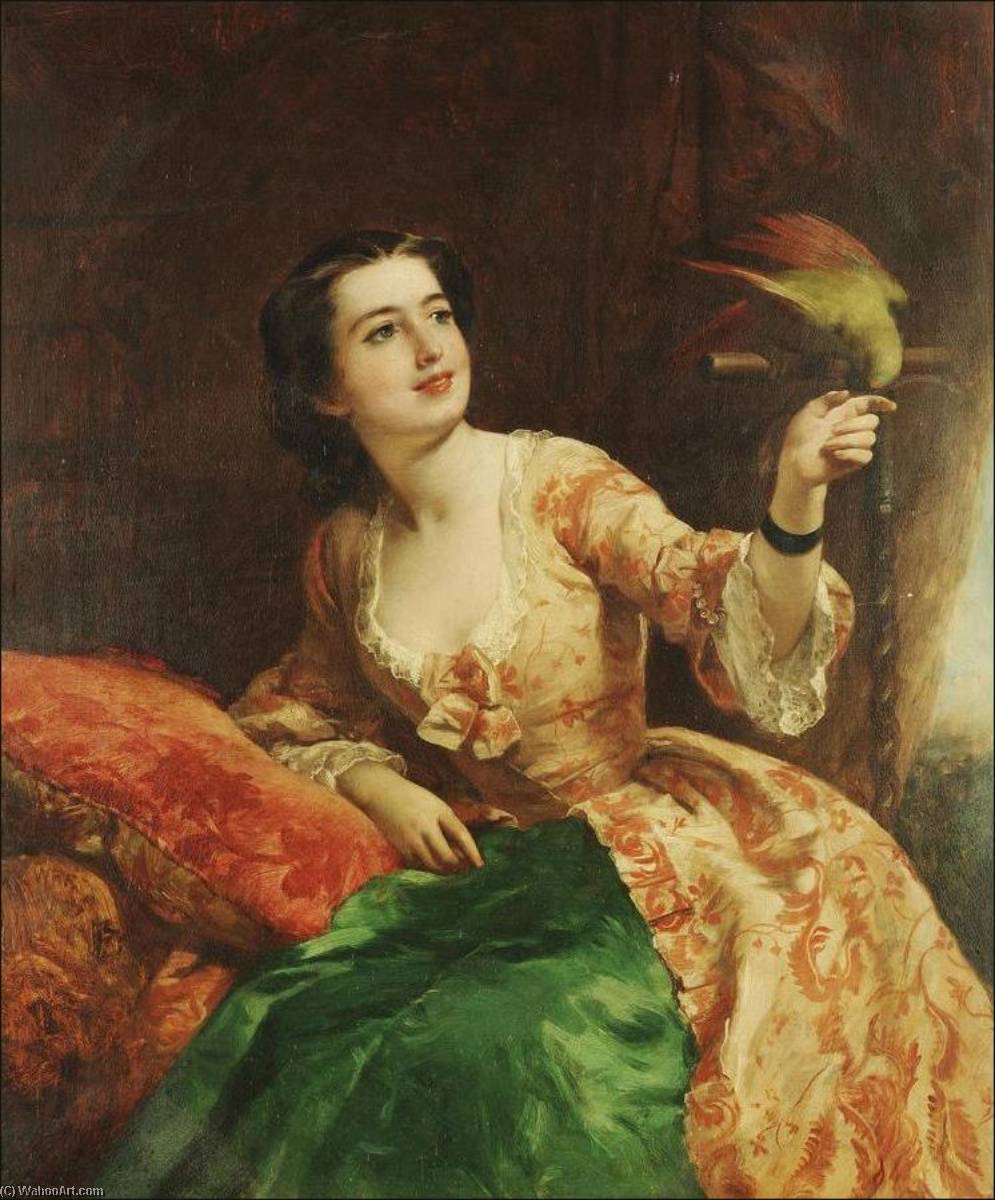Wikioo.org - The Encyclopedia of Fine Arts - Painting, Artwork by William Powell Frith - The green parrot