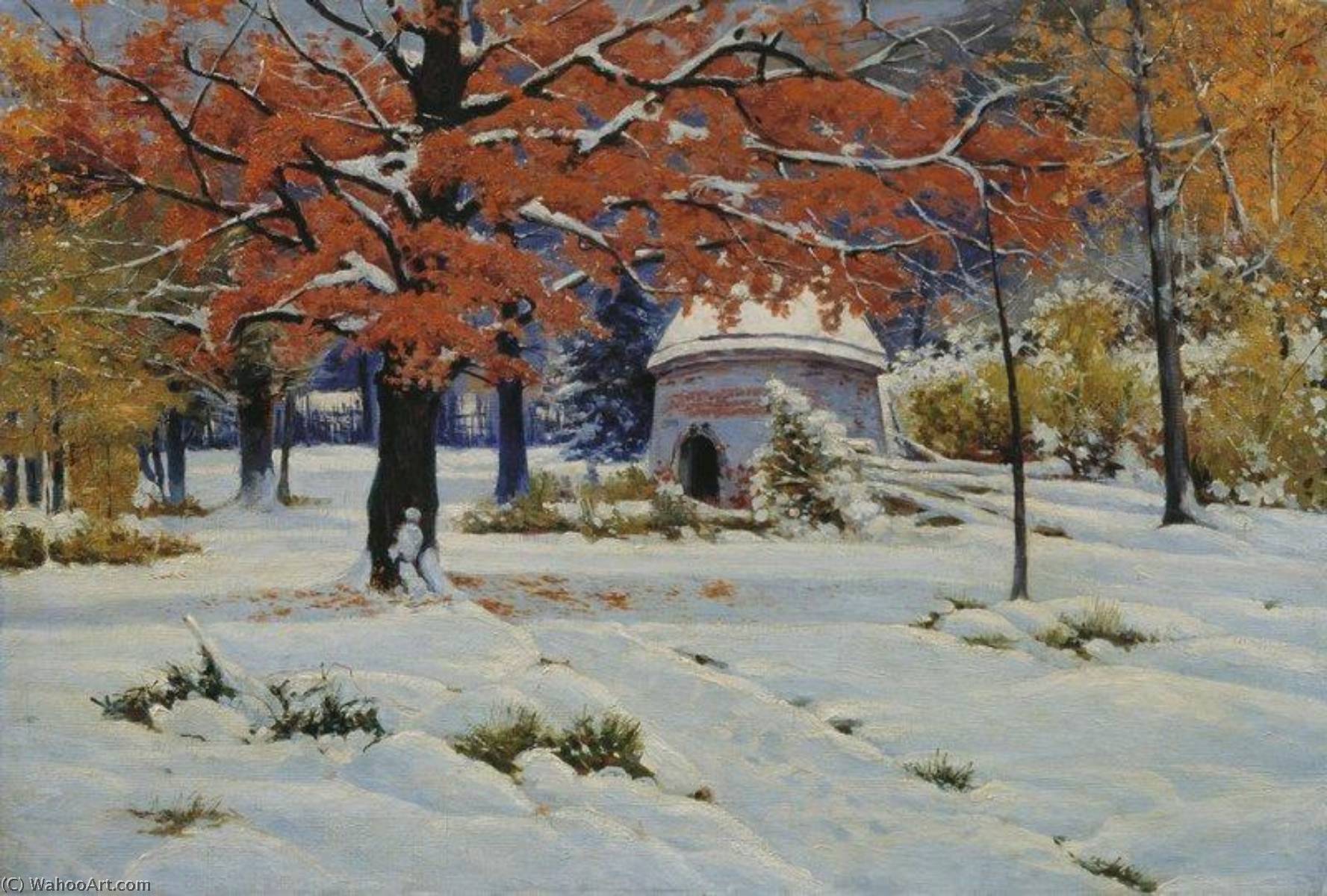 Wikioo.org - The Encyclopedia of Fine Arts - Painting, Artwork by Konstantin Yakovlevich Kryzhitsky - Early Snow