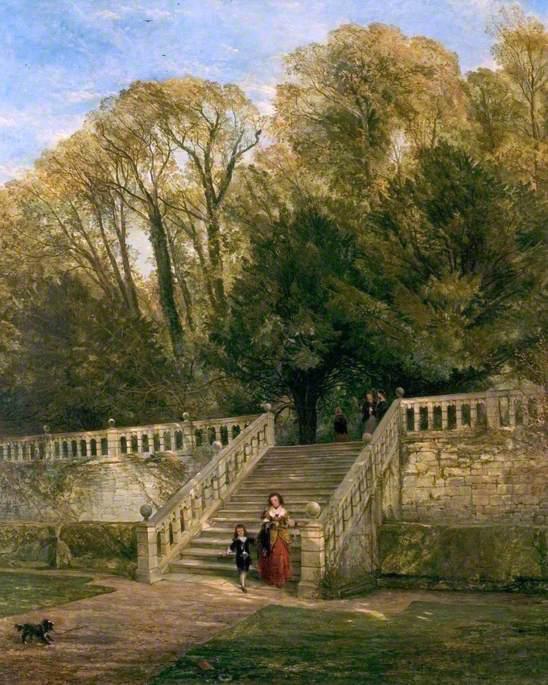 Wikioo.org - The Encyclopedia of Fine Arts - Painting, Artwork by William Powell Frith - Haddon Hall Steps, Derbyshire