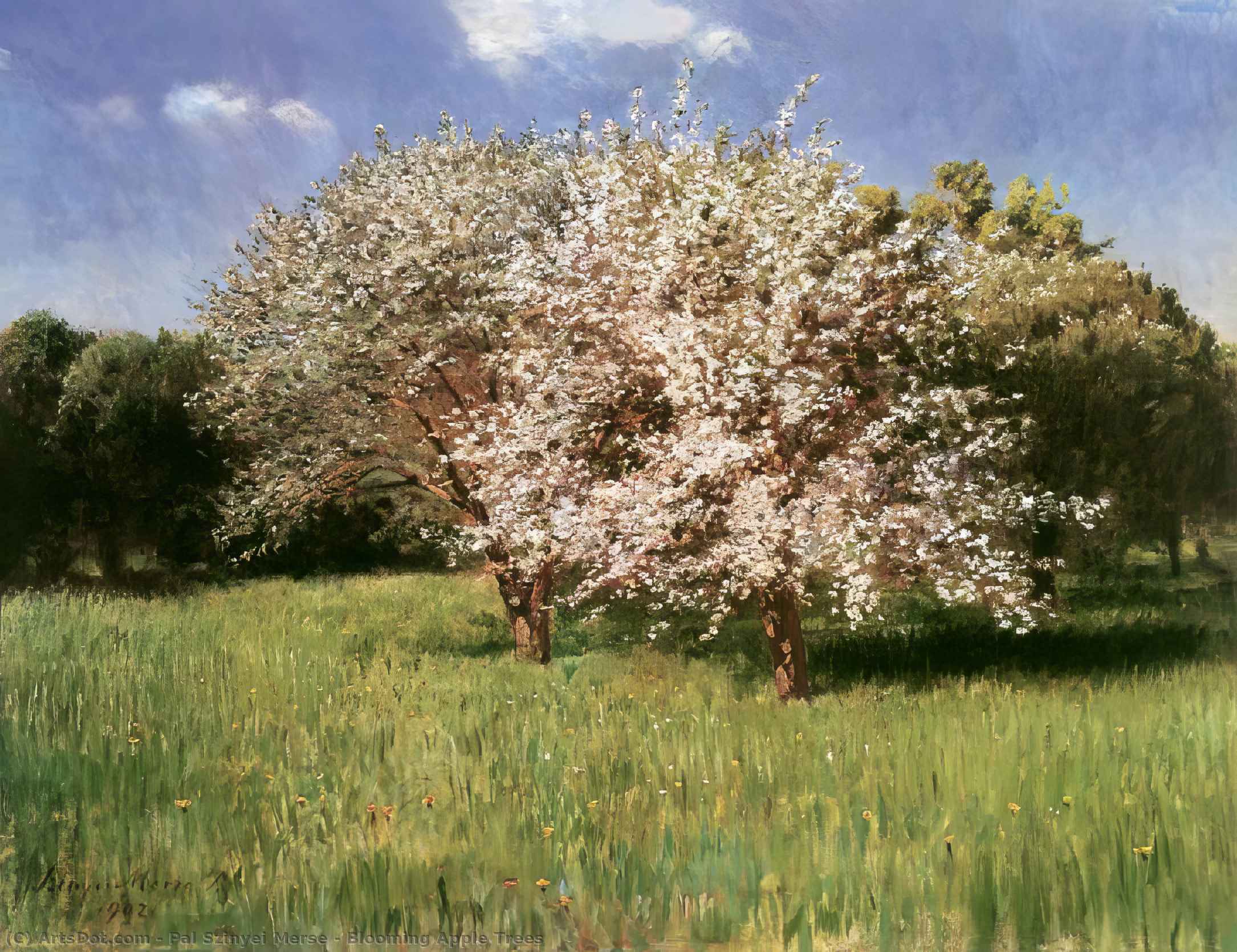 WikiOO.org - Encyclopedia of Fine Arts - Schilderen, Artwork Pal Szinyei Merse - Blooming Apple Trees