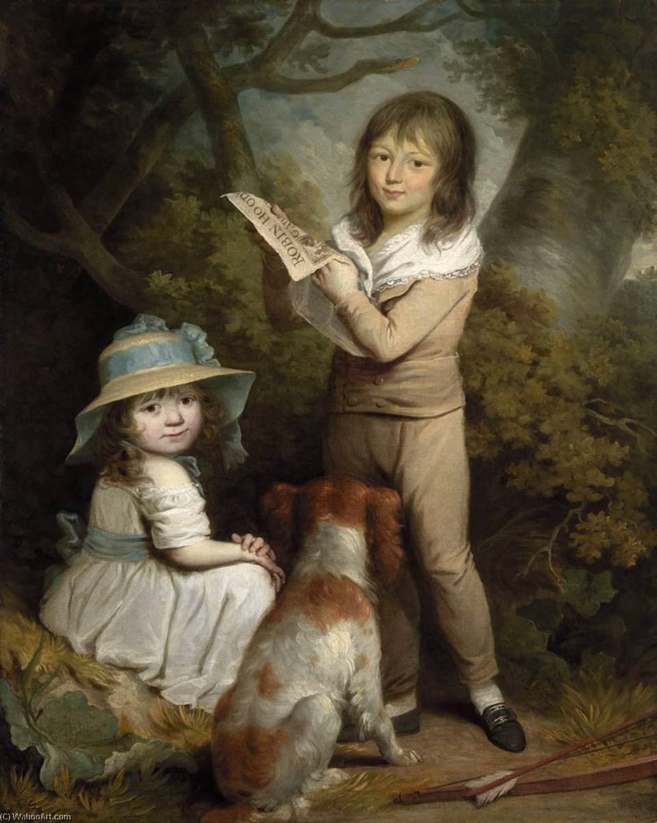 Wikioo.org - The Encyclopedia of Fine Arts - Painting, Artwork by William Beechey - Two Children with a Spaniel