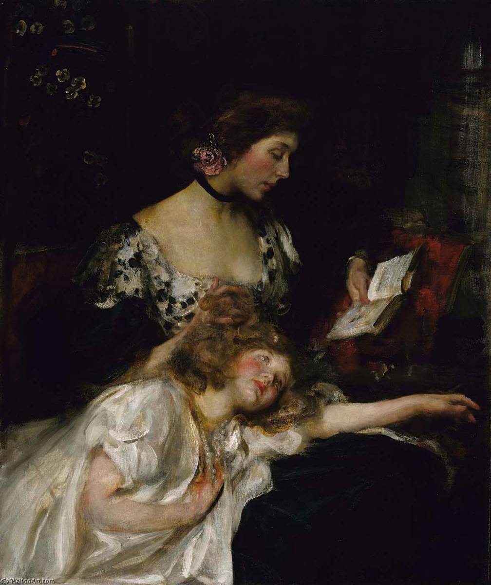 Wikioo.org - The Encyclopedia of Fine Arts - Painting, Artwork by James Jebusa Shannon - Mother and Child (also known as Lady Shannon and Kitty)